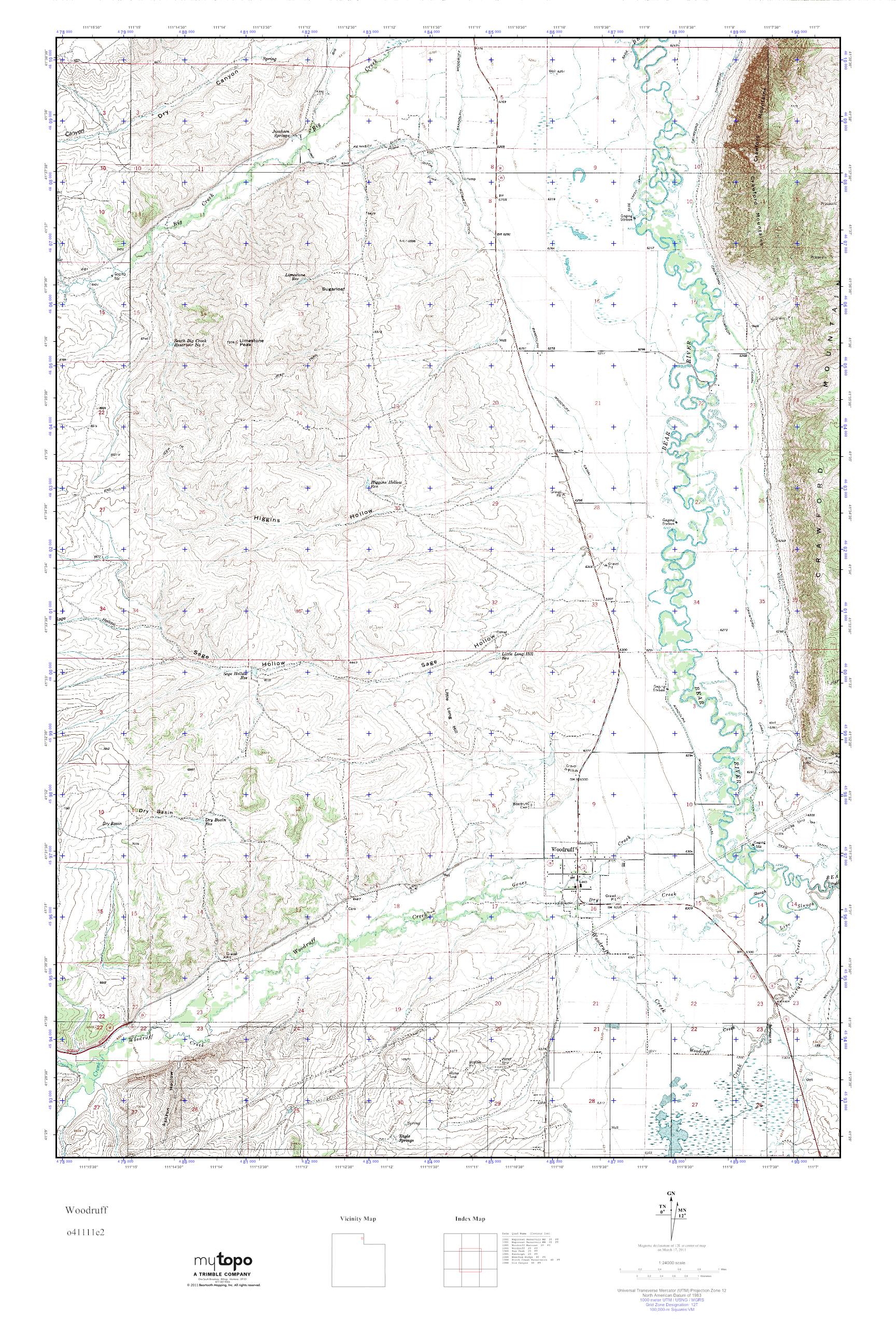 MyTopo Woodruff, Utah USGS Quad Topo Map