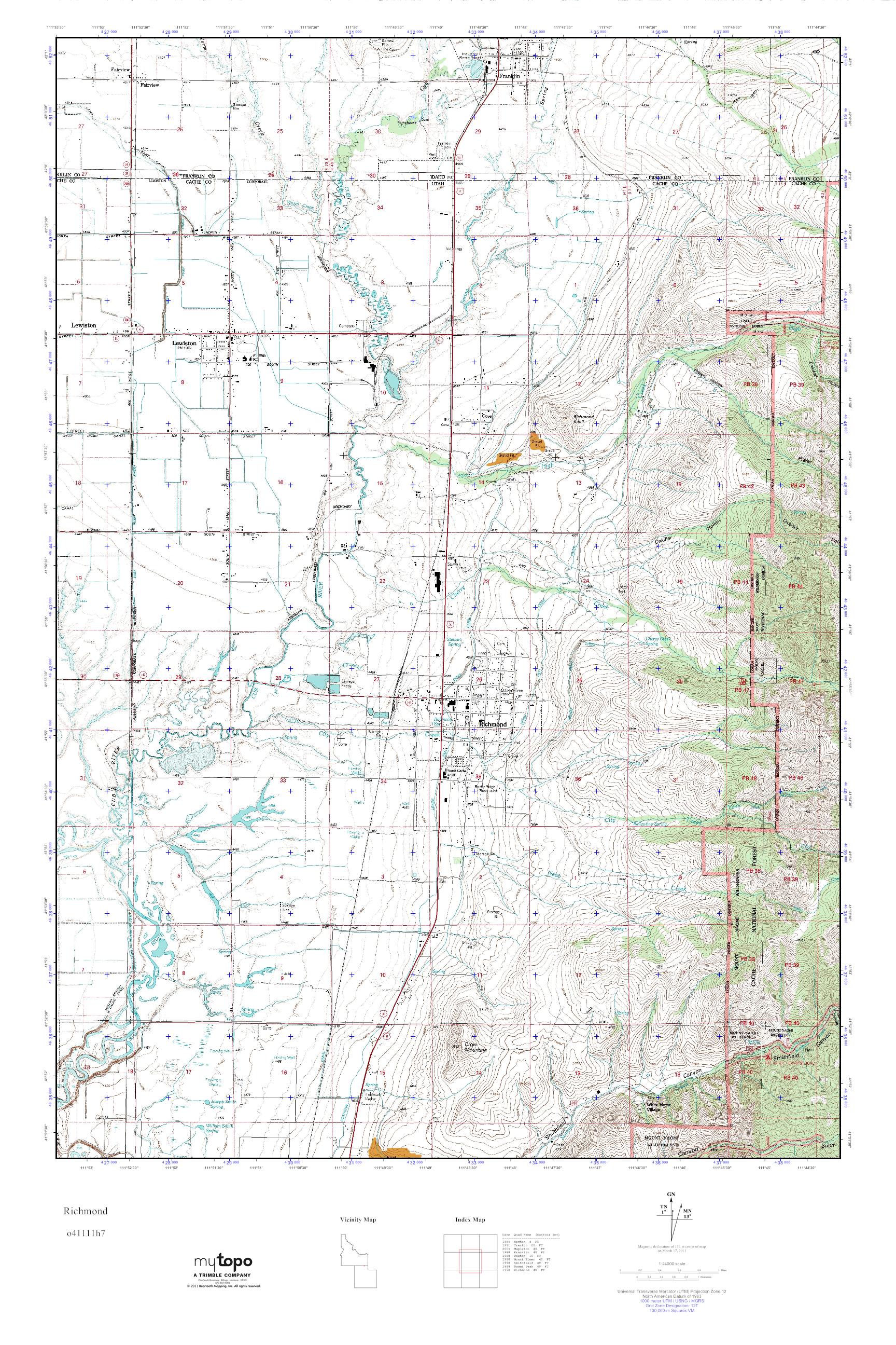 MyTopo Richmond, Utah USGS Quad Topo Map