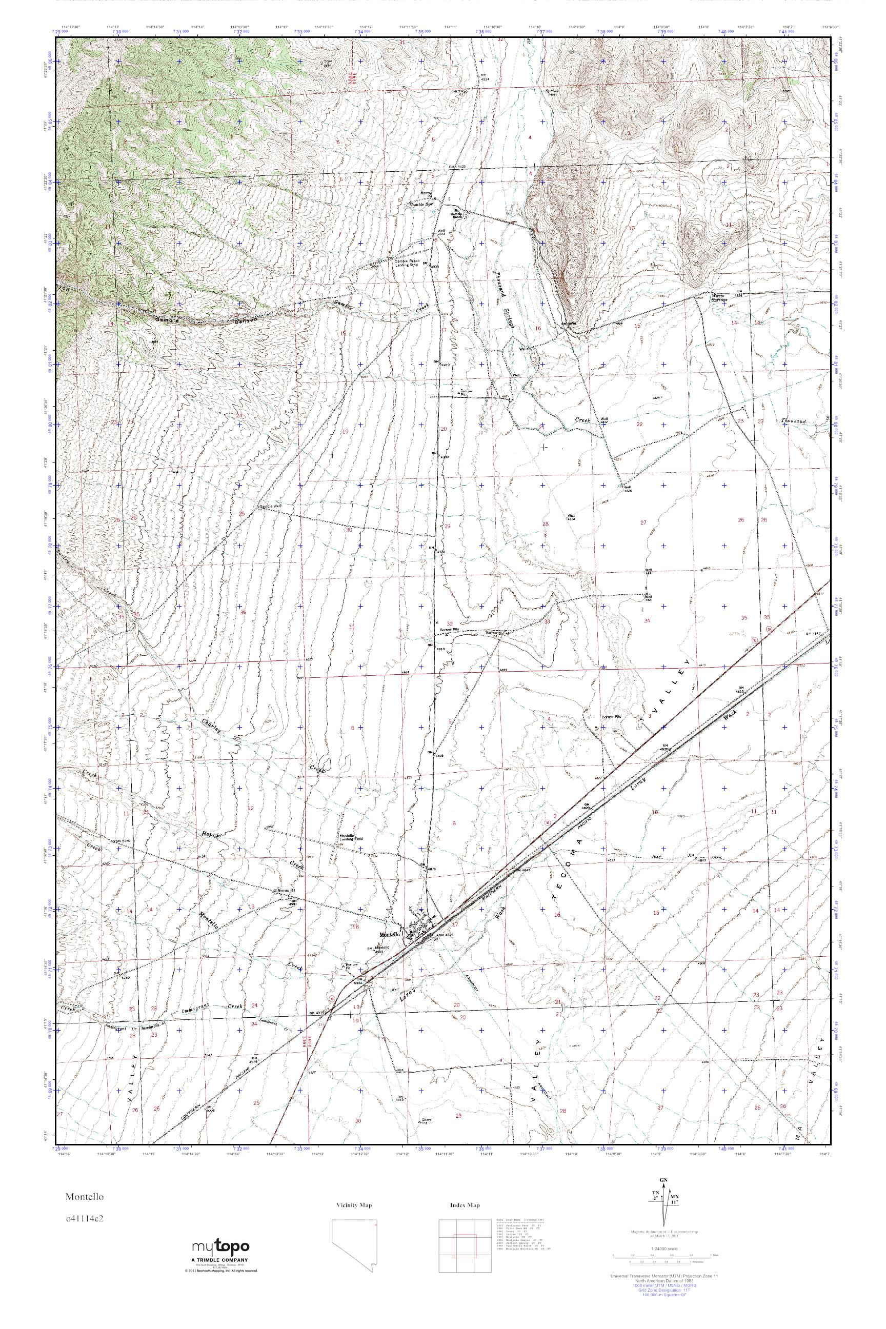 MyTopo Montello, Nevada USGS Quad Topo Map
