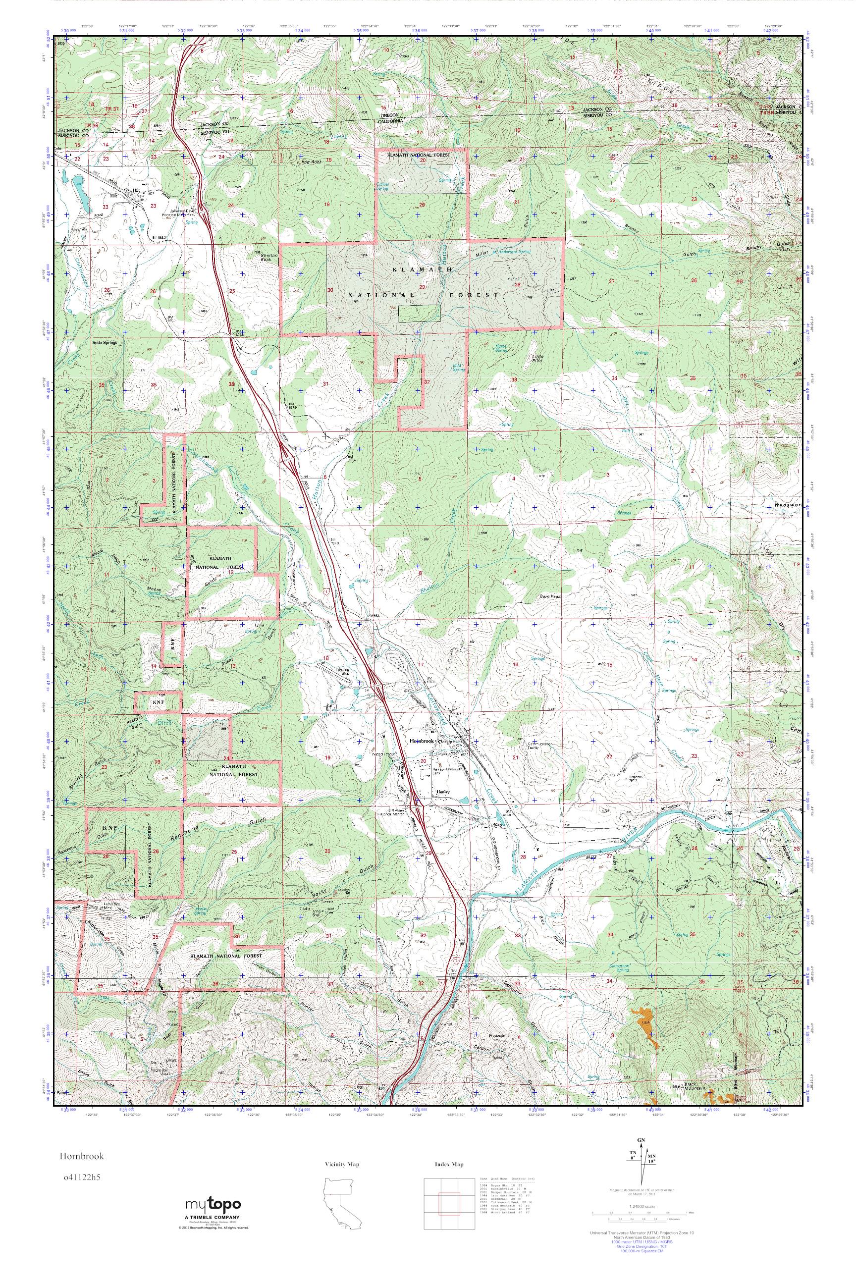 MyTopo Hornbrook, California USGS Quad Topo Map