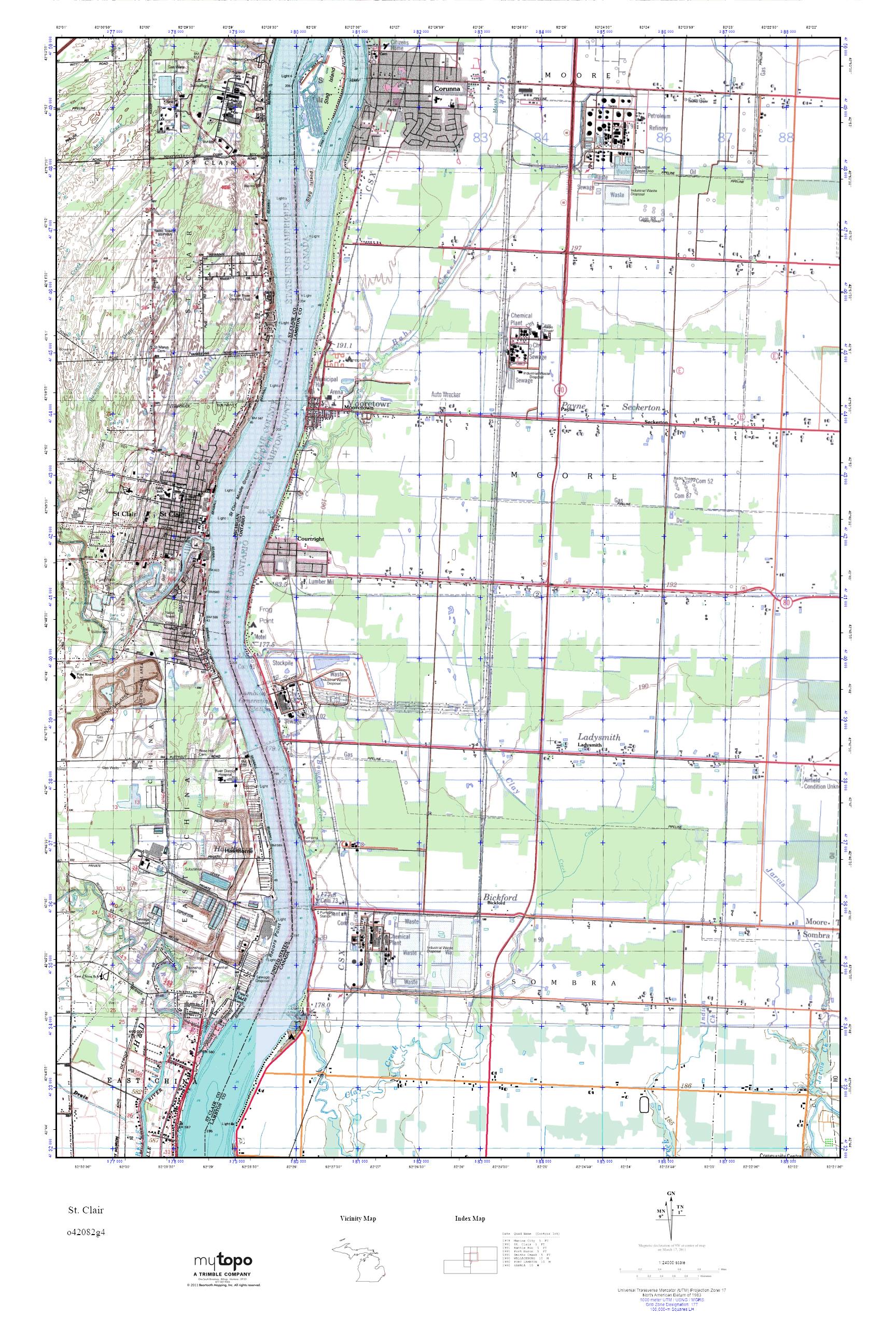 MyTopo St. Clair, Michigan USGS Quad Topo Map
