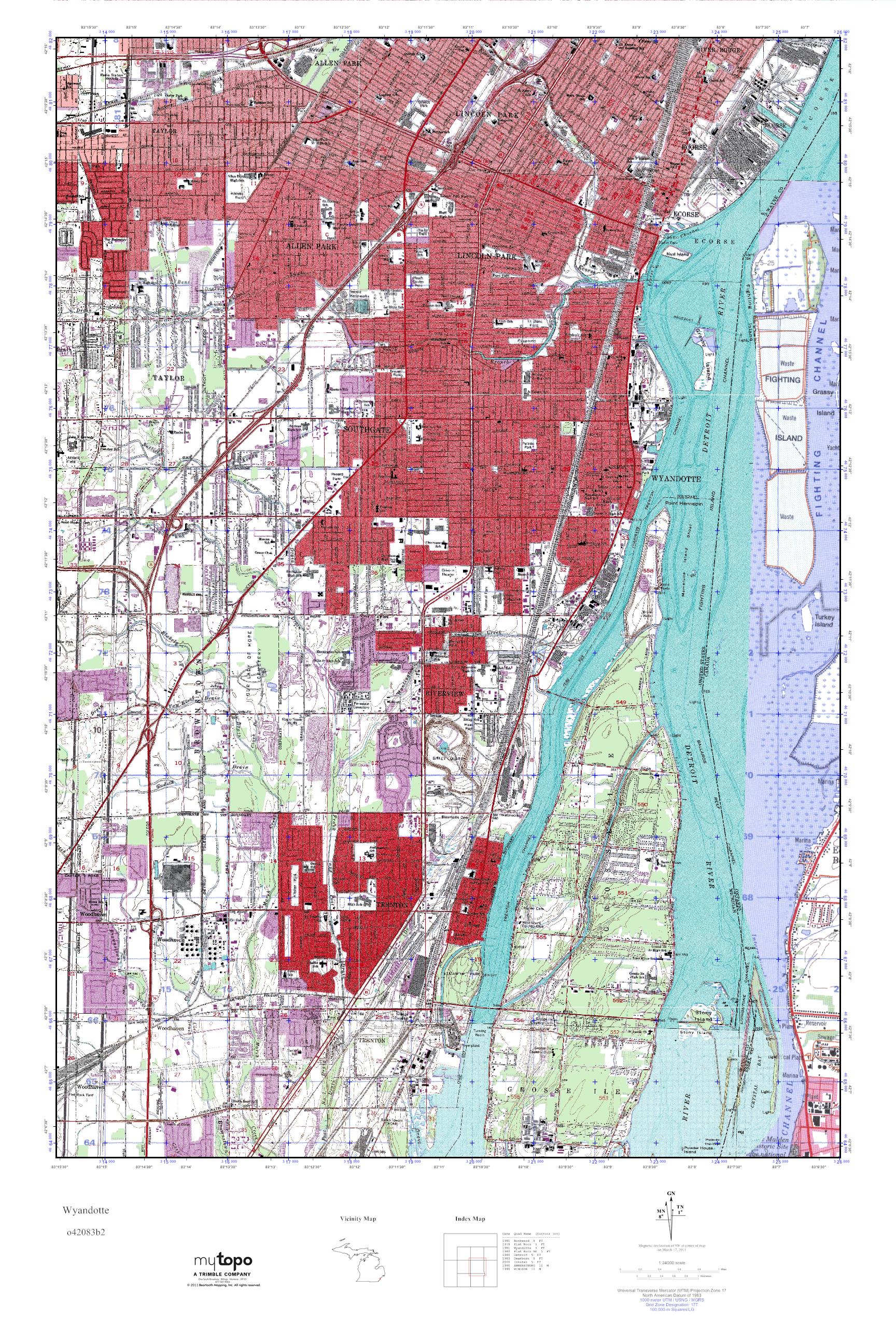 MyTopo Wyandotte, Michigan USGS Quad Topo Map