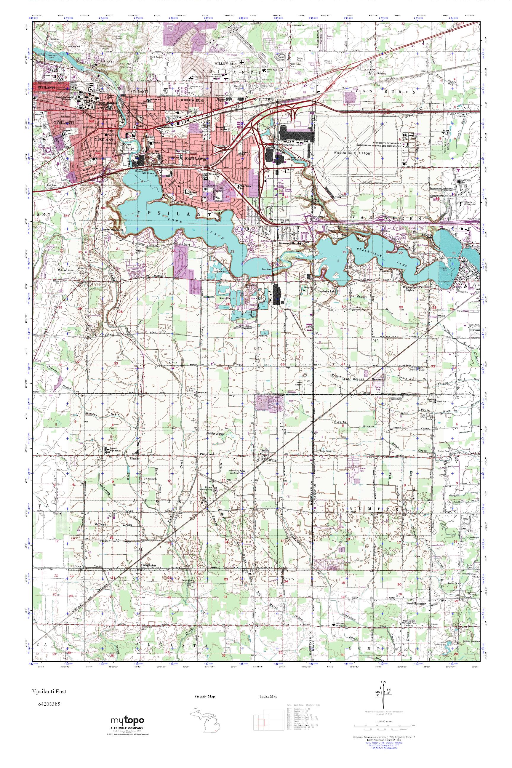 MyTopo Ypsilanti East, Michigan USGS Quad Topo Map