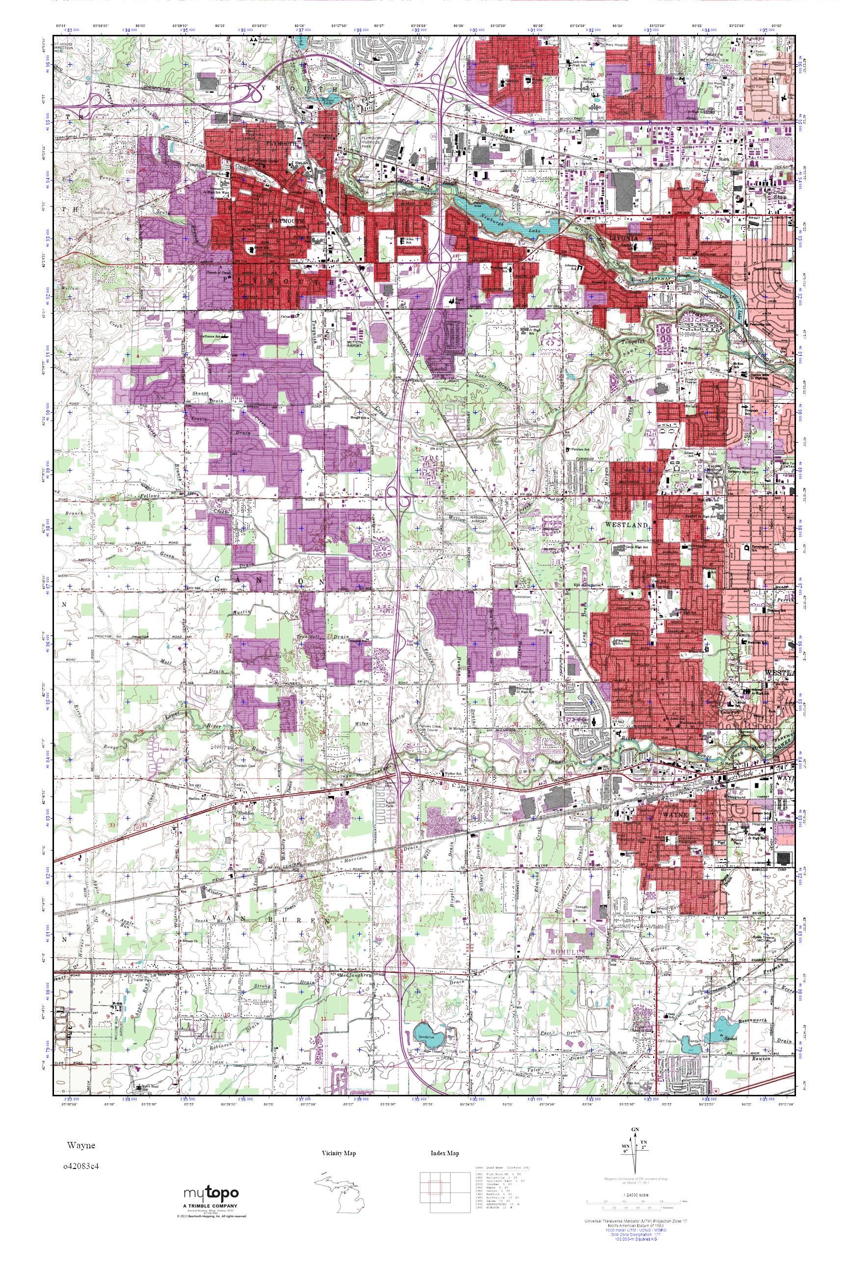 MyTopo Wayne, Michigan USGS Quad Topo Map