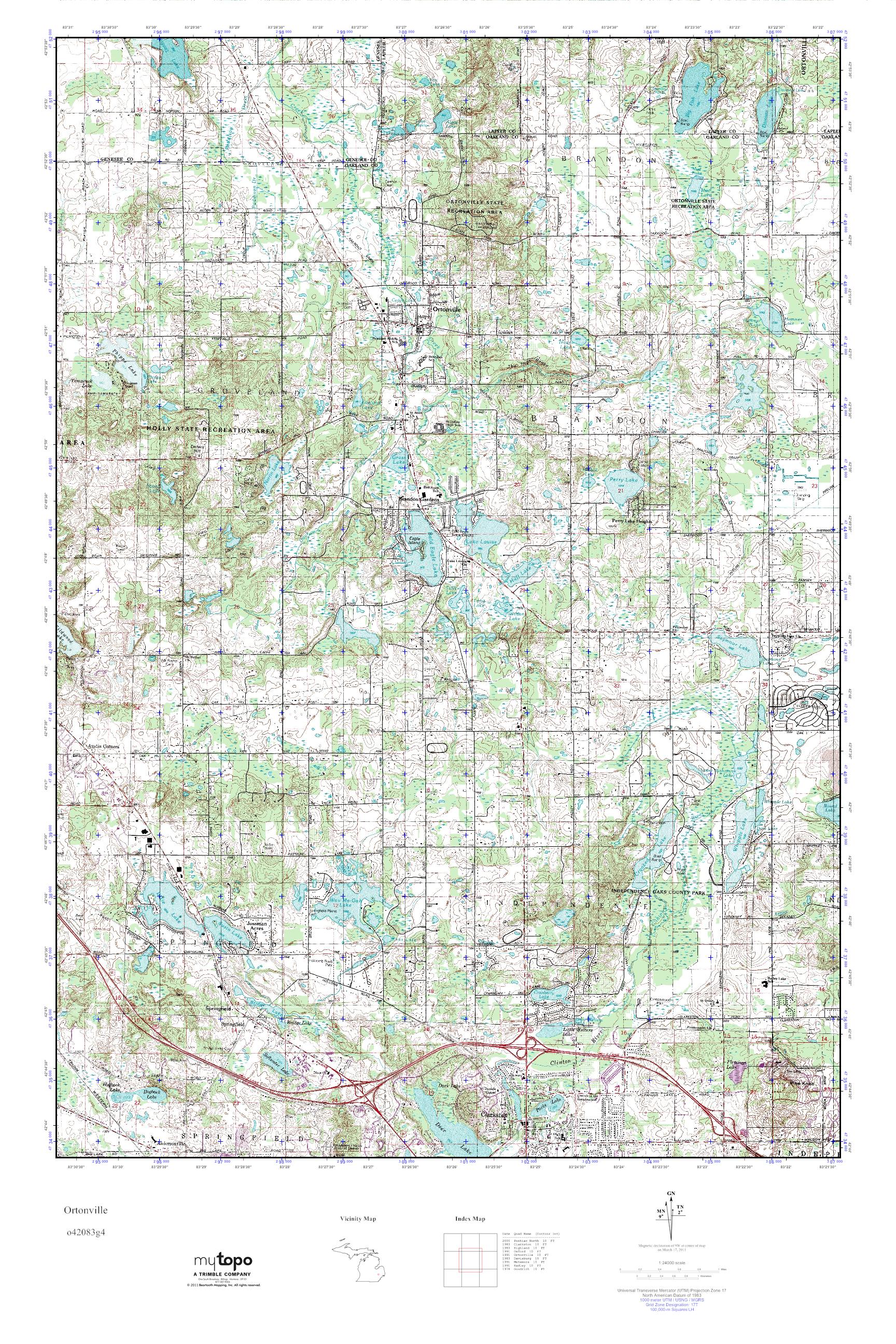 MyTopo Ortonville, Michigan USGS Quad Topo Map