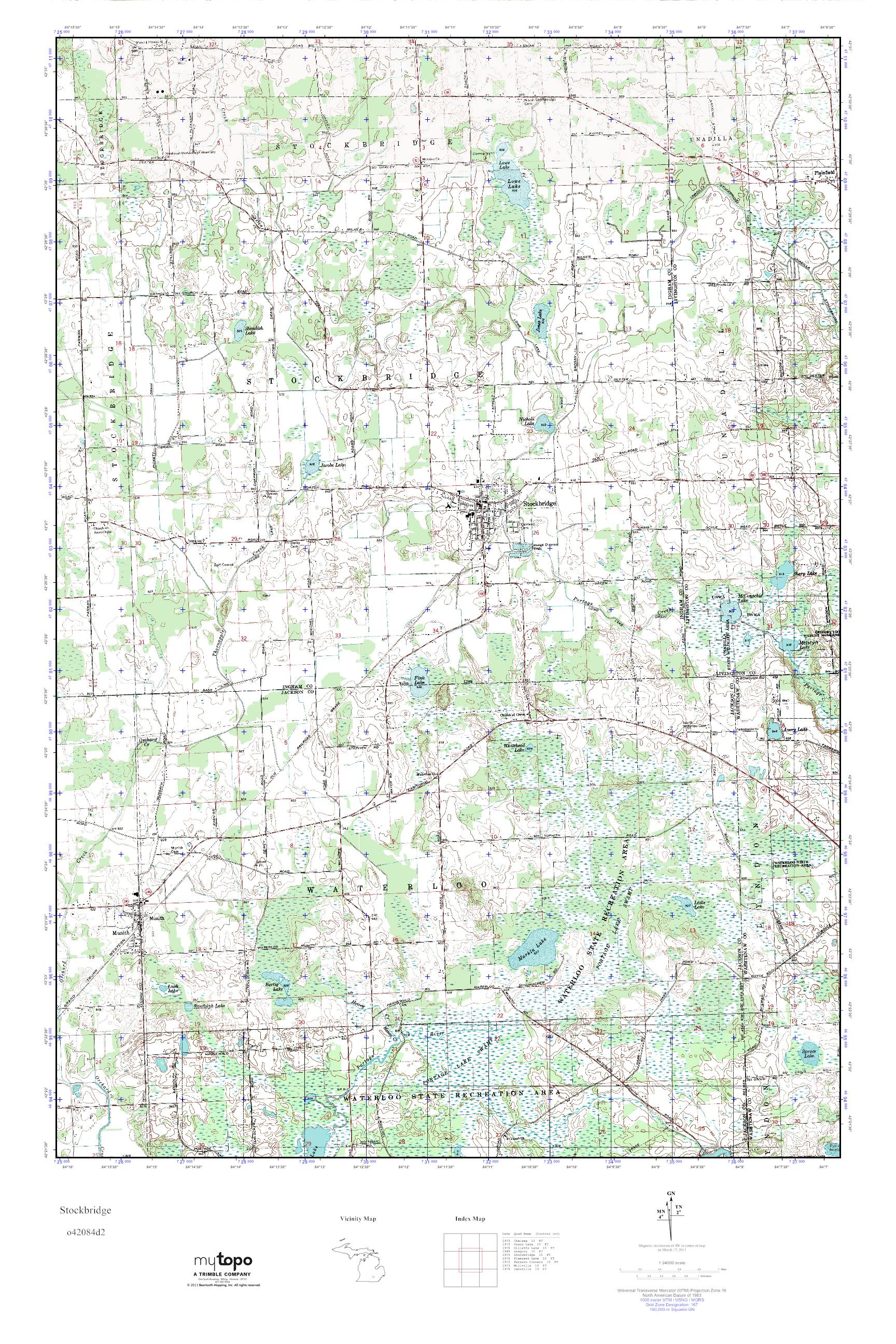 MyTopo Stockbridge, Michigan USGS Quad Topo Map