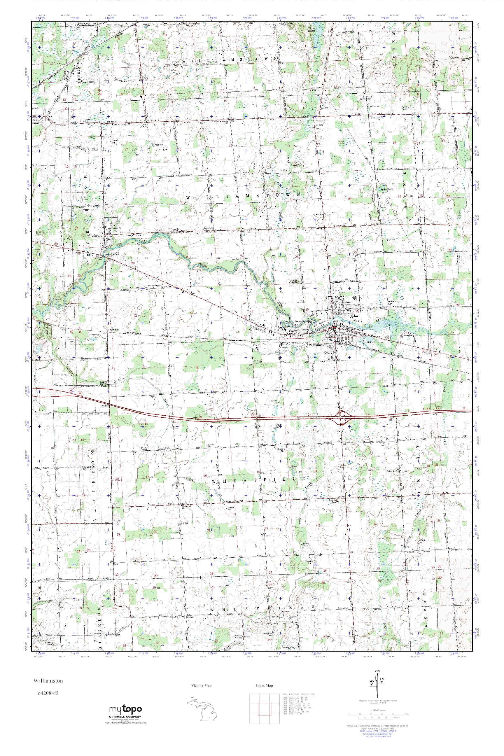 MyTopo Williamston, Michigan USGS Quad Topo Map