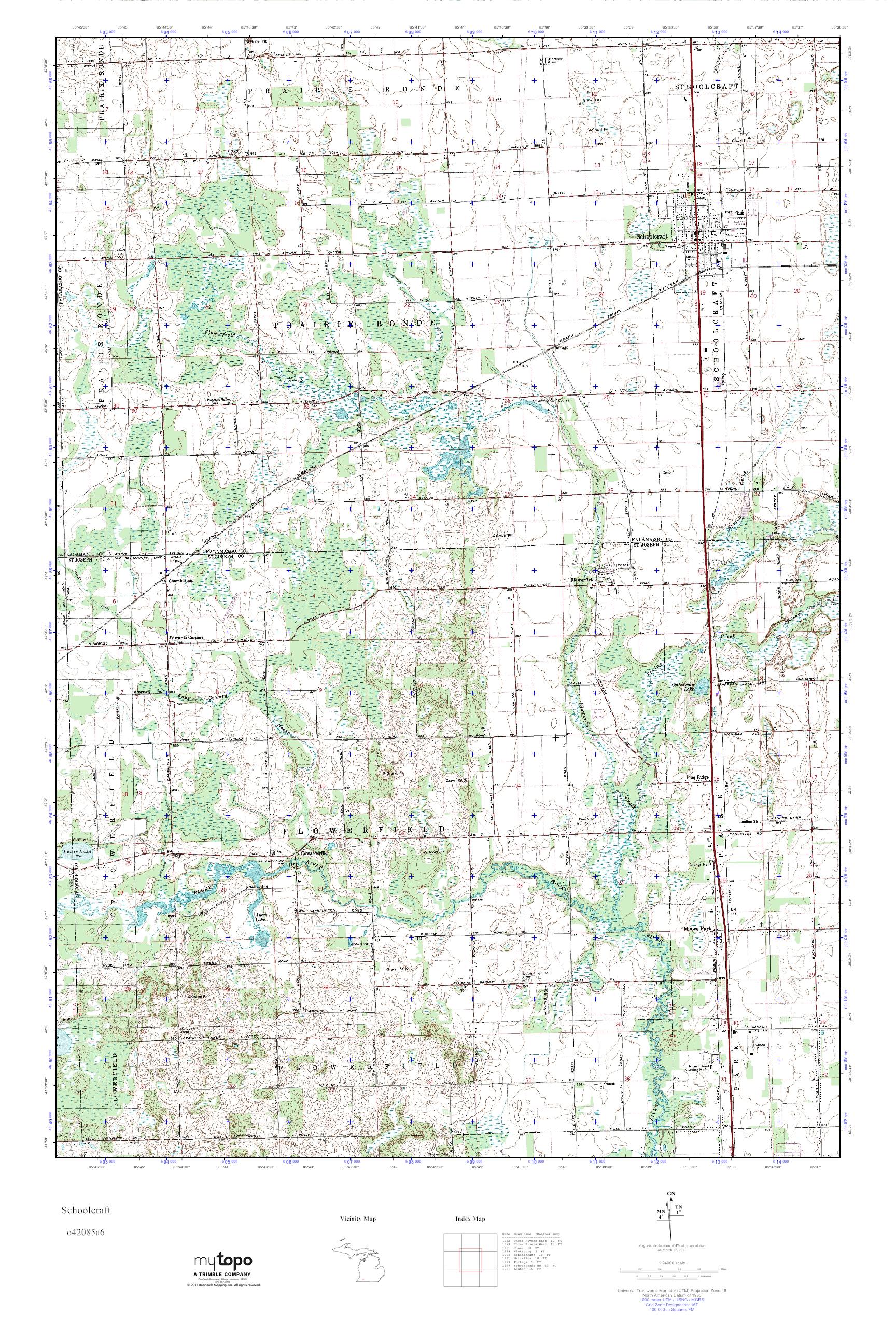MyTopo Schoolcraft, Michigan USGS Quad Topo Map
