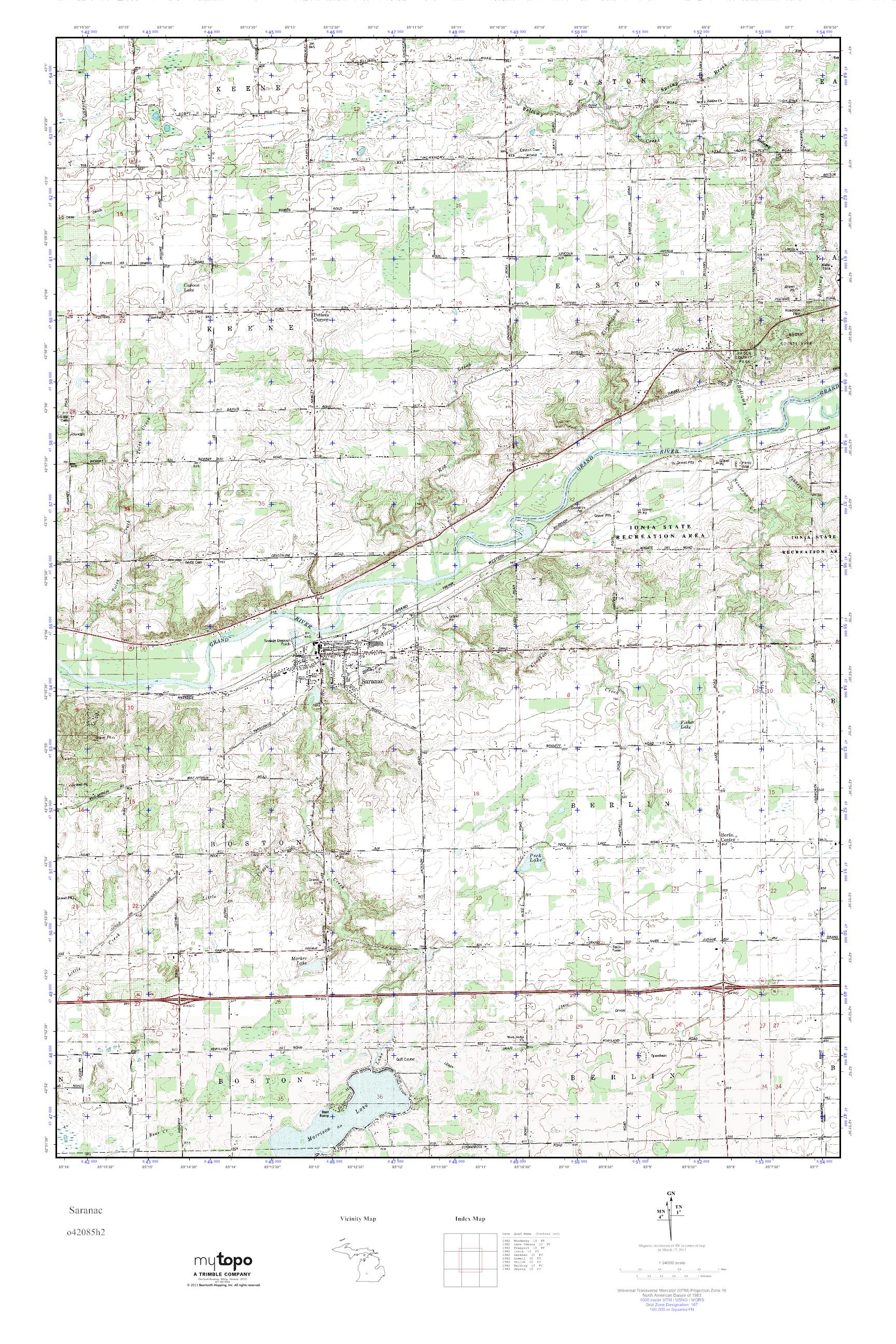 MyTopo Saranac, Michigan USGS Quad Topo Map