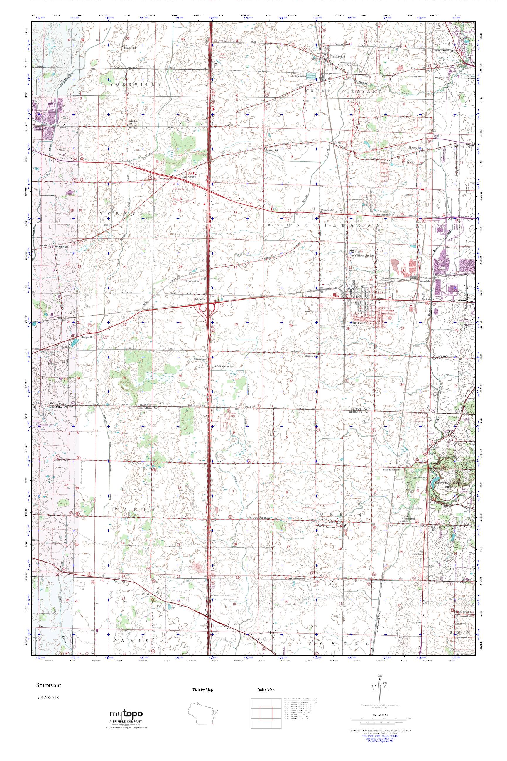 MyTopo Sturtevant, Wisconsin USGS Quad Topo Map