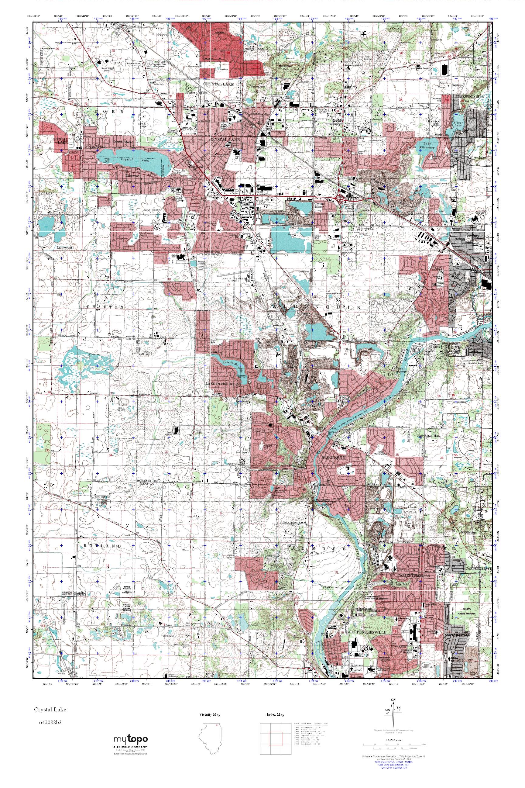 MyTopo Crystal Lake, Illinois USGS Quad Topo Map