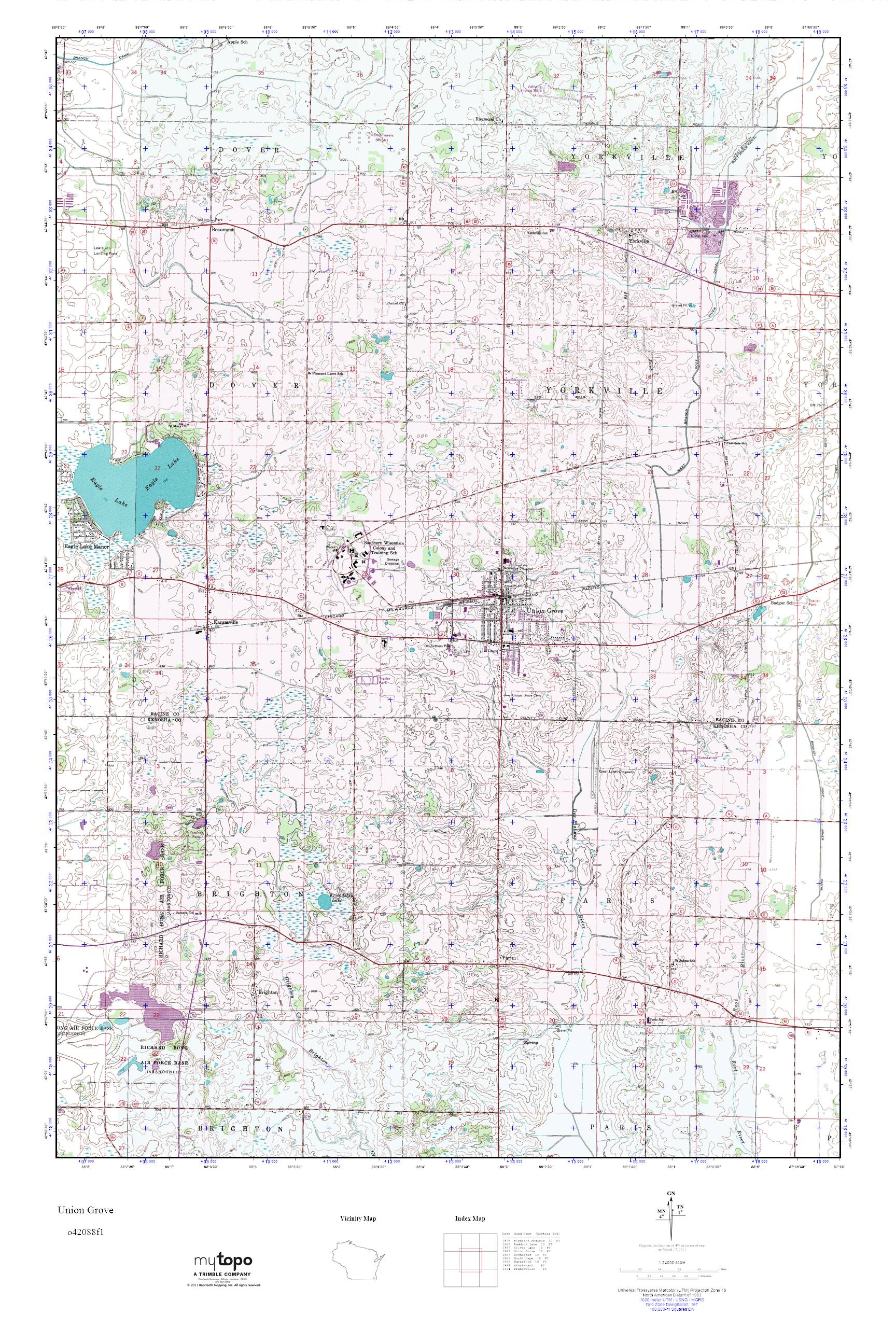 MyTopo Union Grove, Wisconsin USGS Quad Topo Map