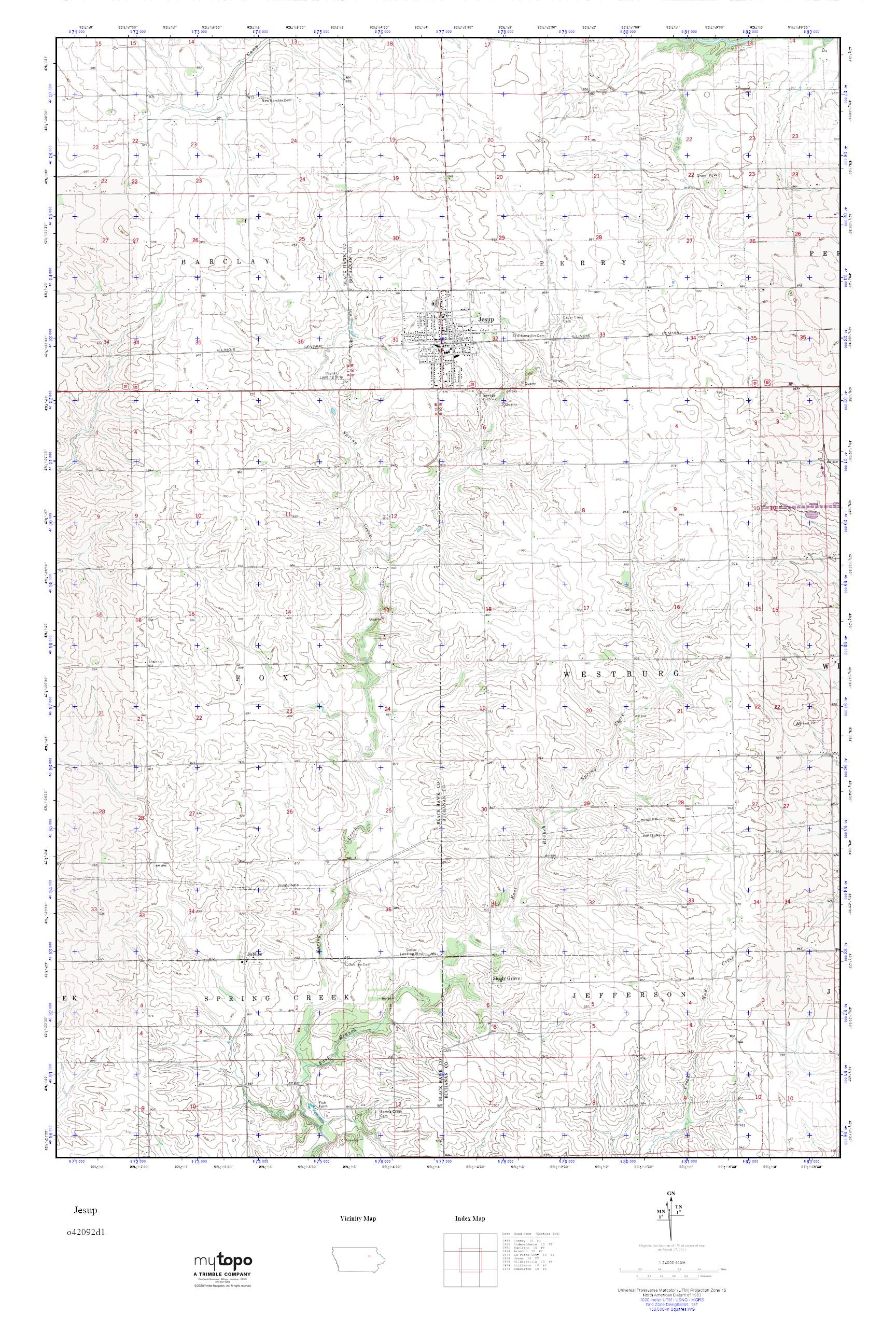 MyTopo Jesup, Iowa USGS Quad Topo Map