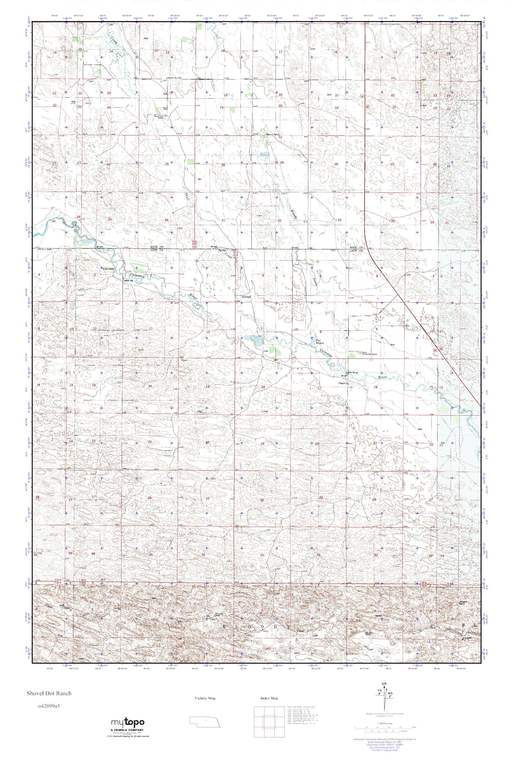 MyTopo Shovel Dot Ranch, Nebraska USGS Quad Topo Map