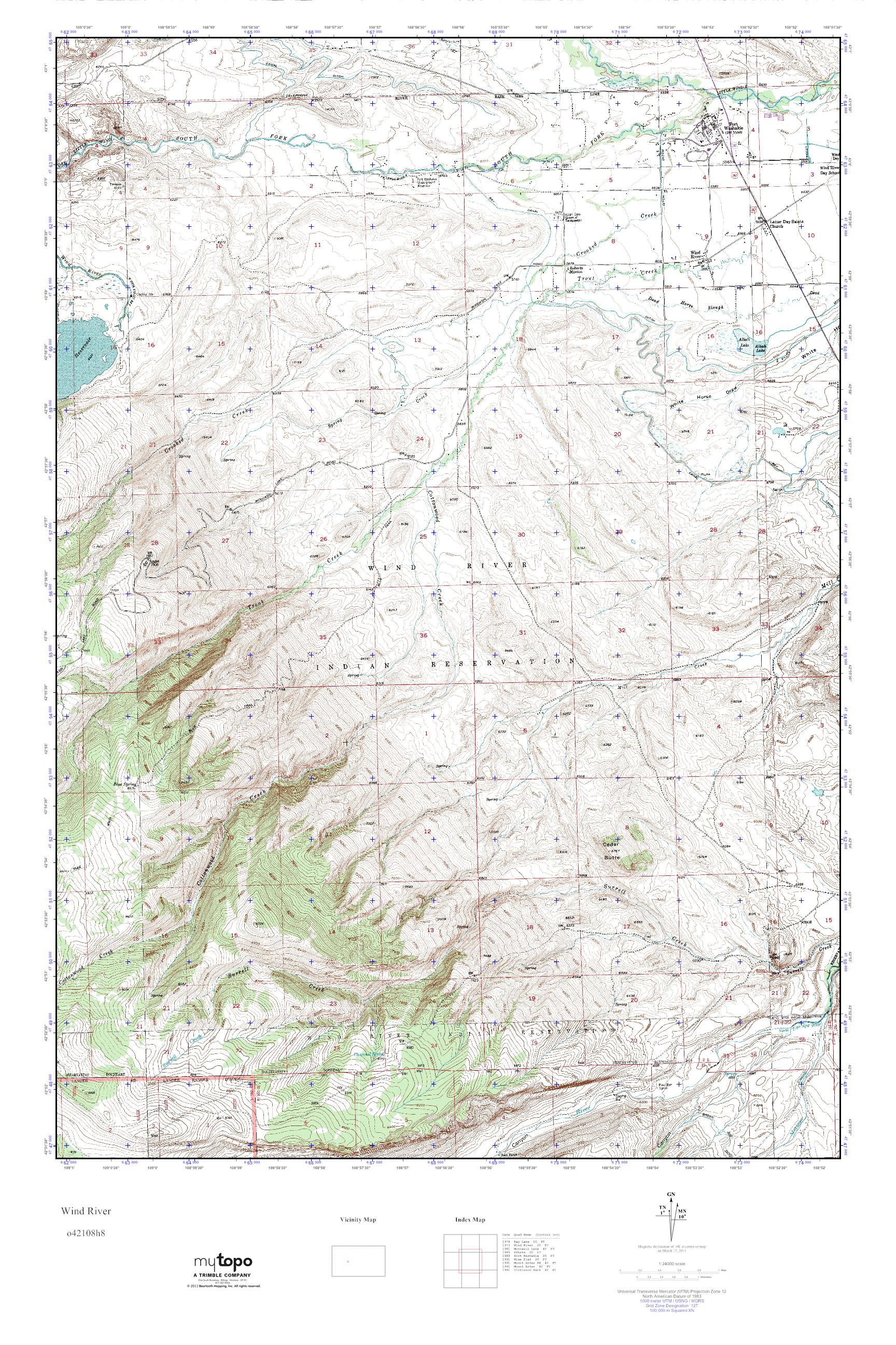 MyTopo Wind River, Wyoming USGS Quad Topo Map