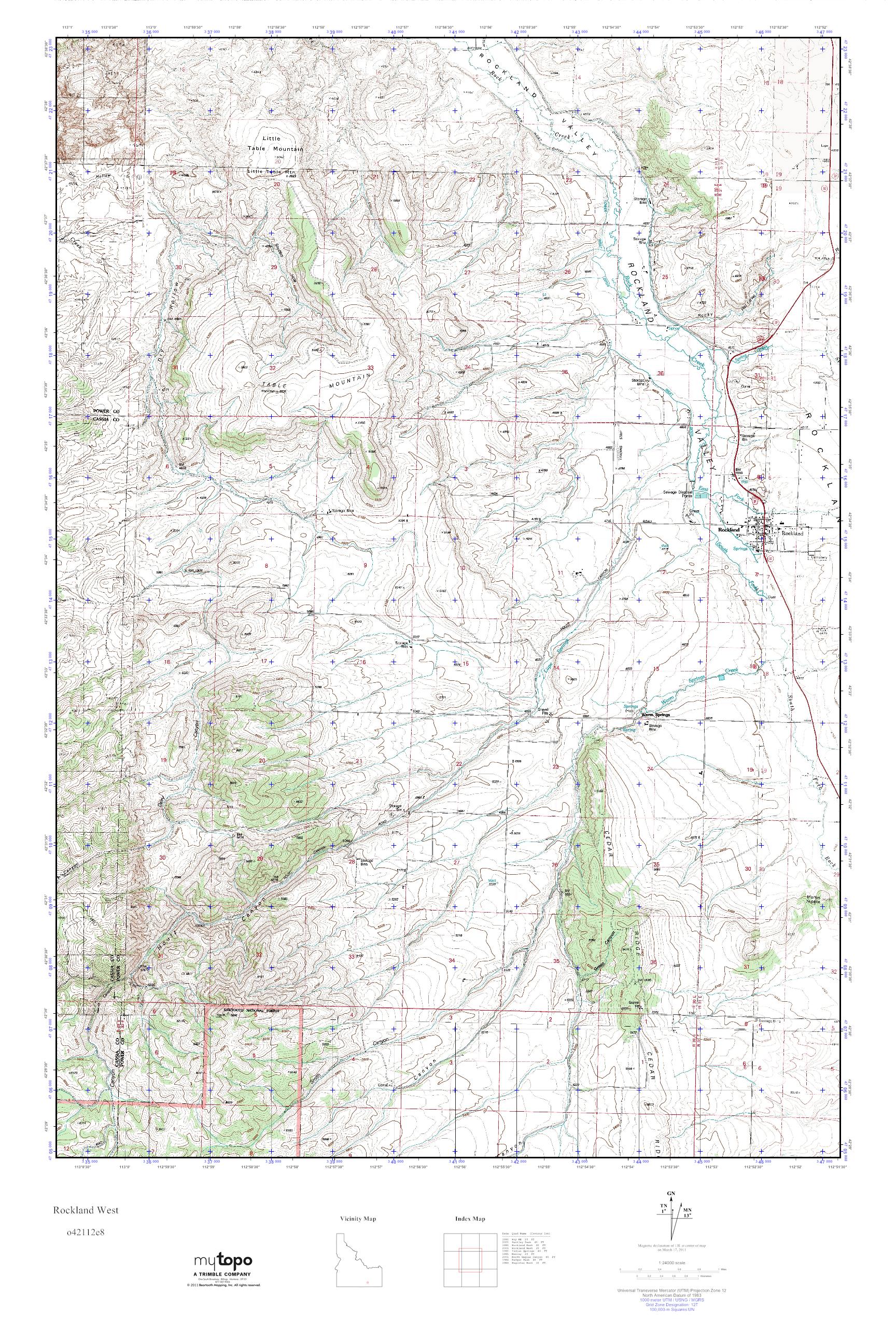 MyTopo Rockland West, Idaho USGS Quad Topo Map