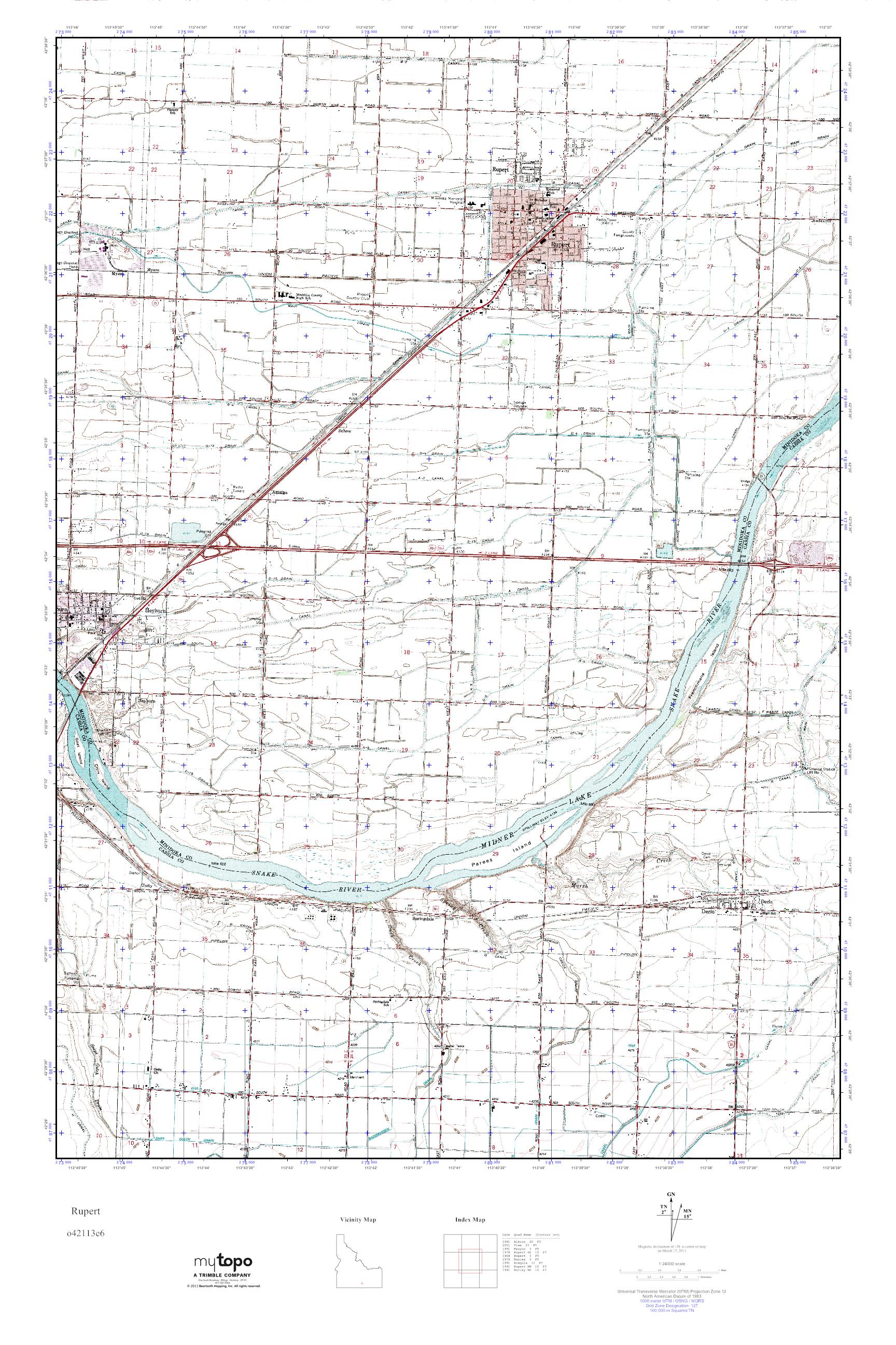 MyTopo Rupert, Idaho USGS Quad Topo Map