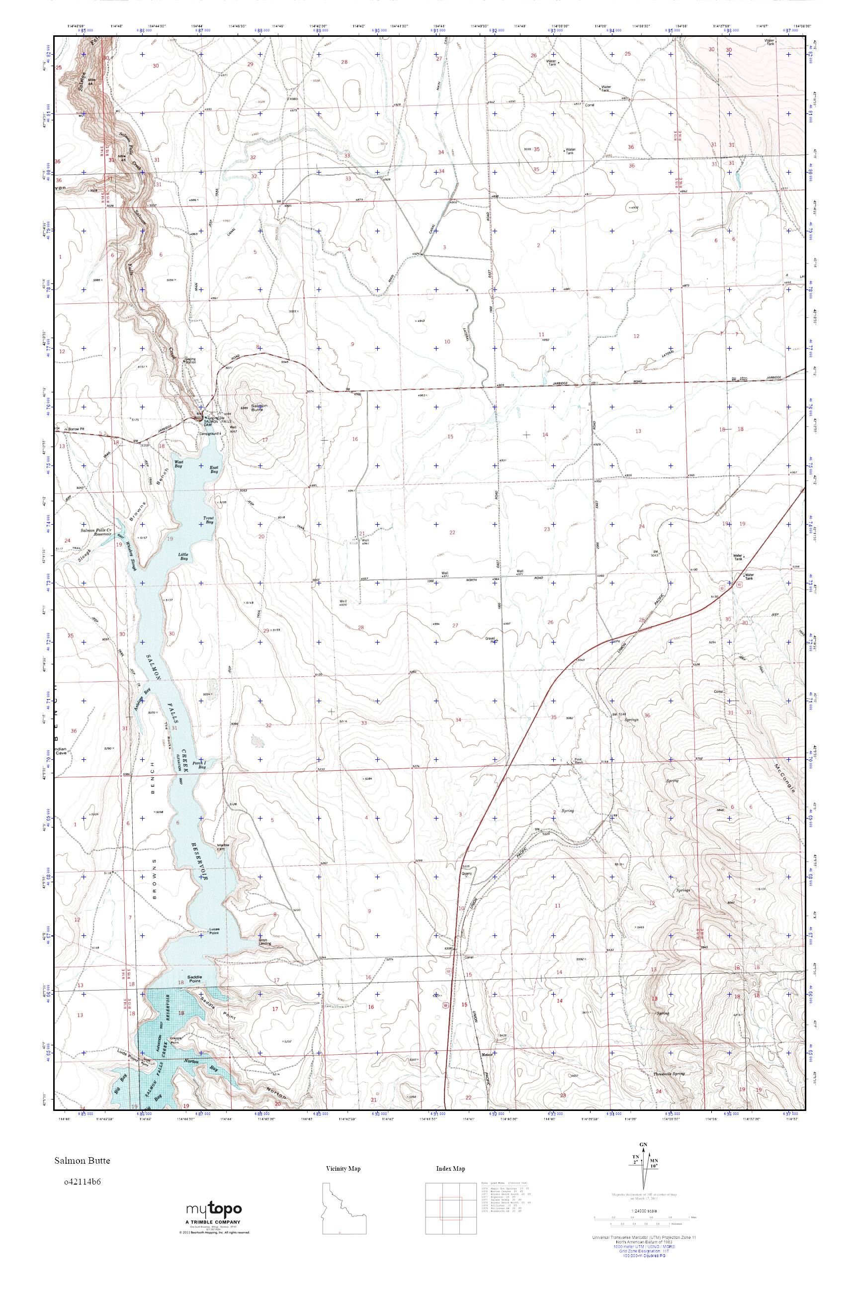 MyTopo Salmon Butte, Idaho USGS Quad Topo Map