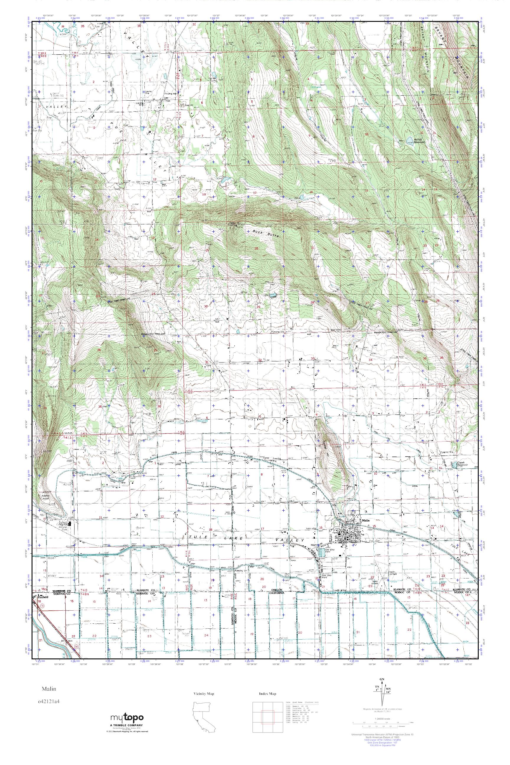 MyTopo Malin, Oregon USGS Quad Topo Map