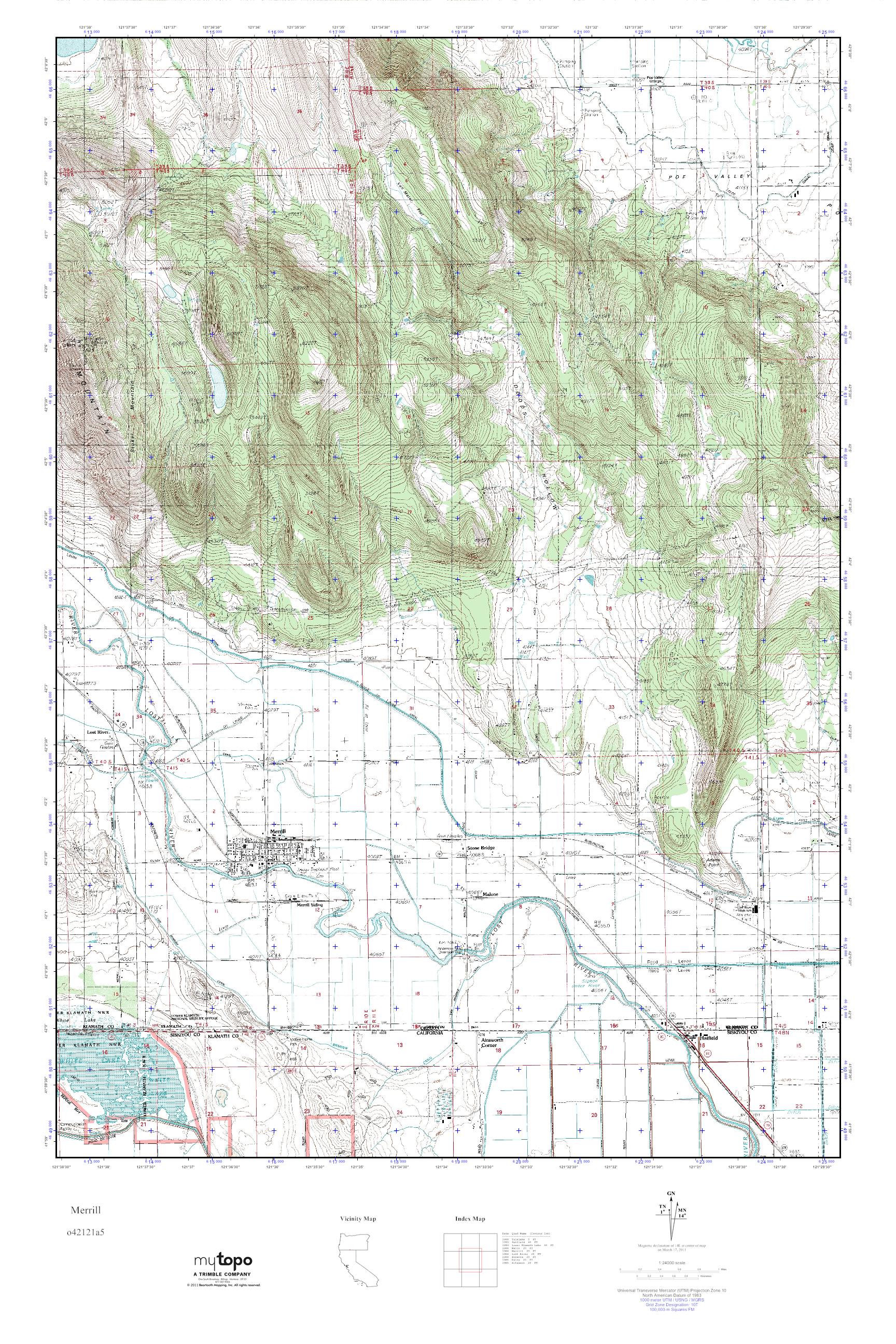 MyTopo Merrill, Oregon USGS Quad Topo Map