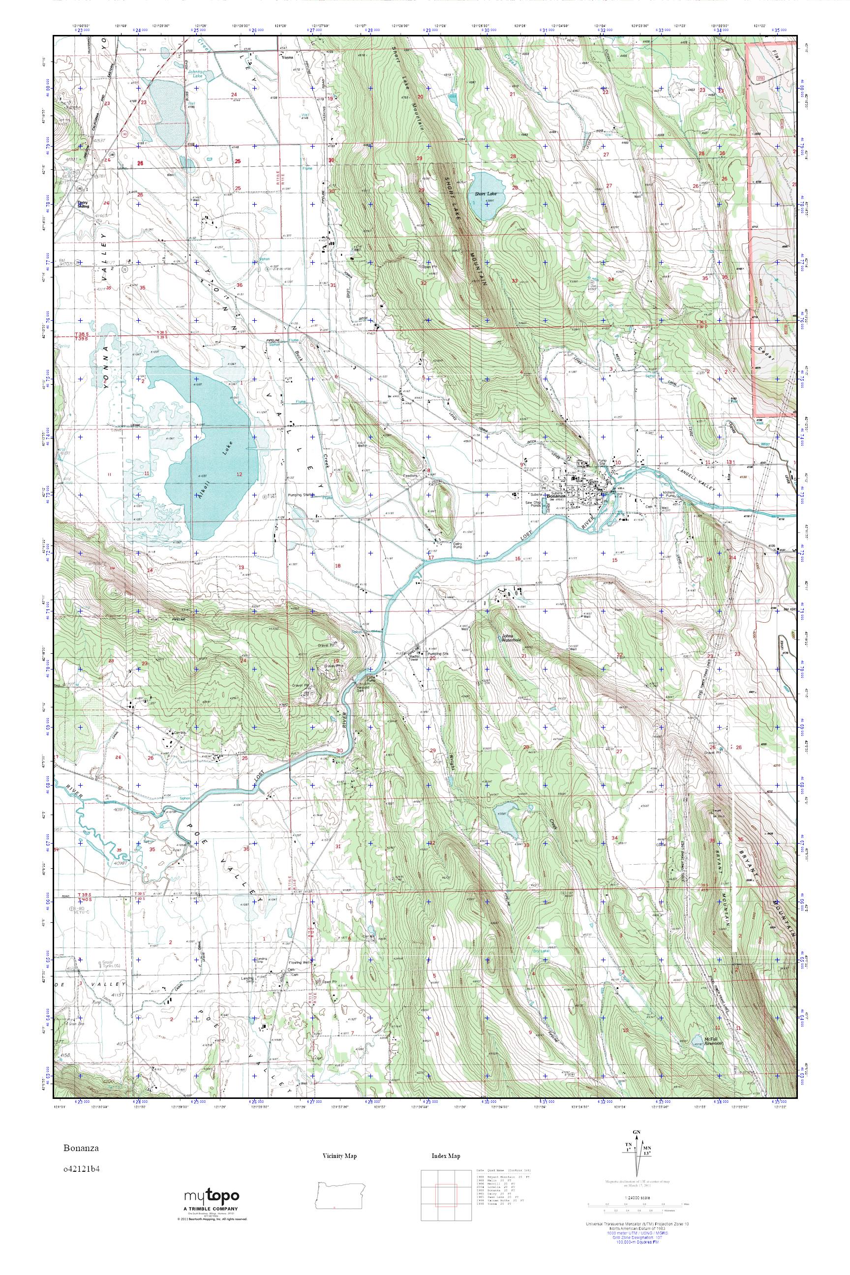 MyTopo Bonanza, Oregon USGS Quad Topo Map