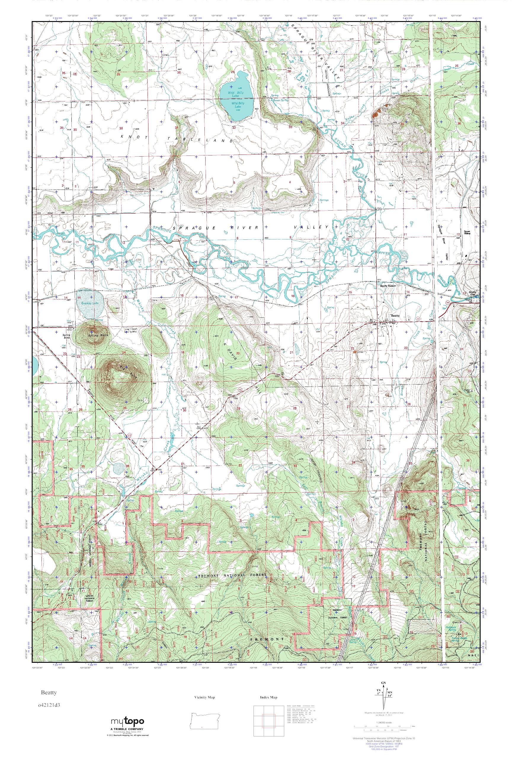 MyTopo Beatty, Oregon USGS Quad Topo Map