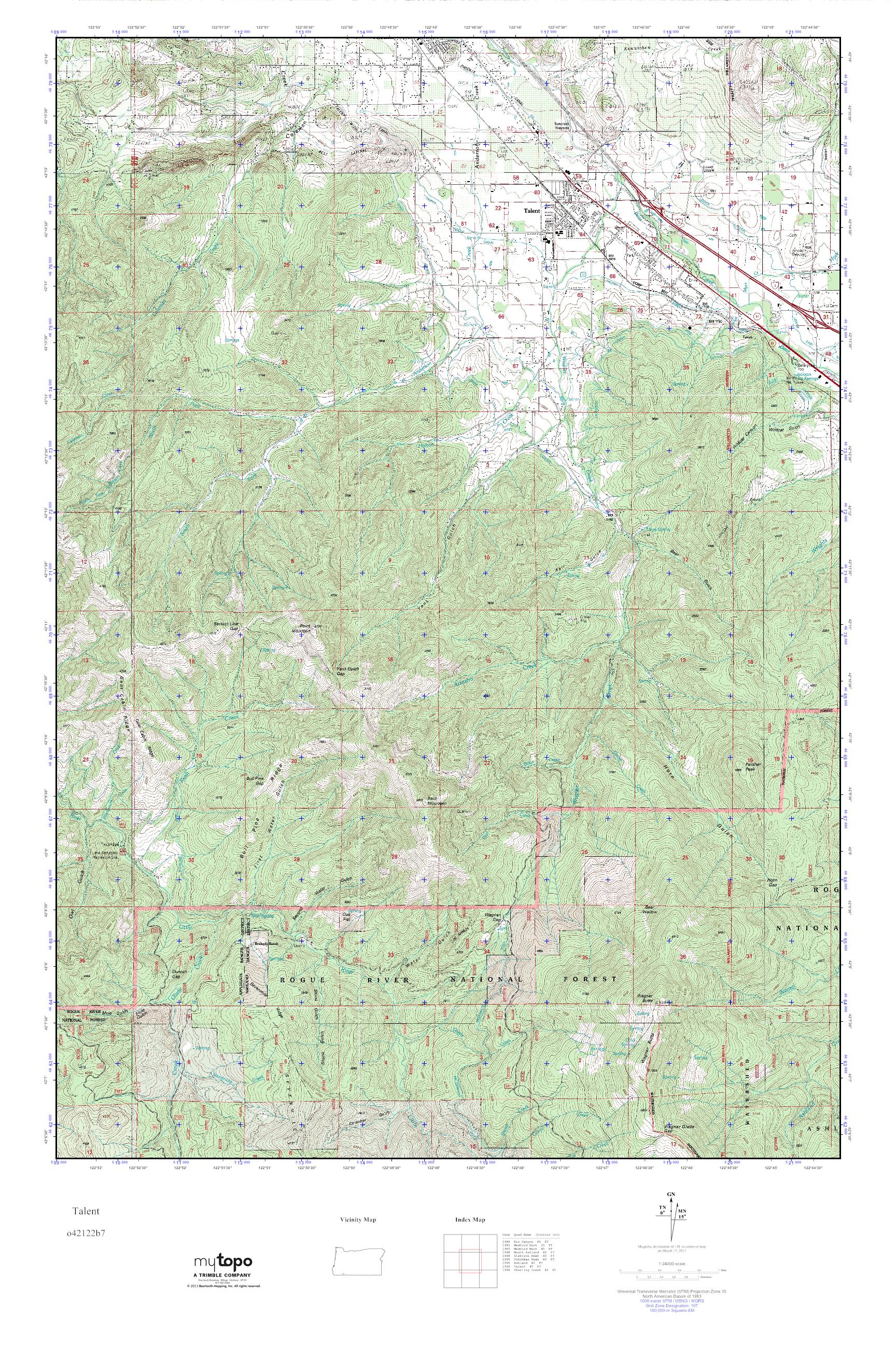 MyTopo Talent, Oregon USGS Quad Topo Map
