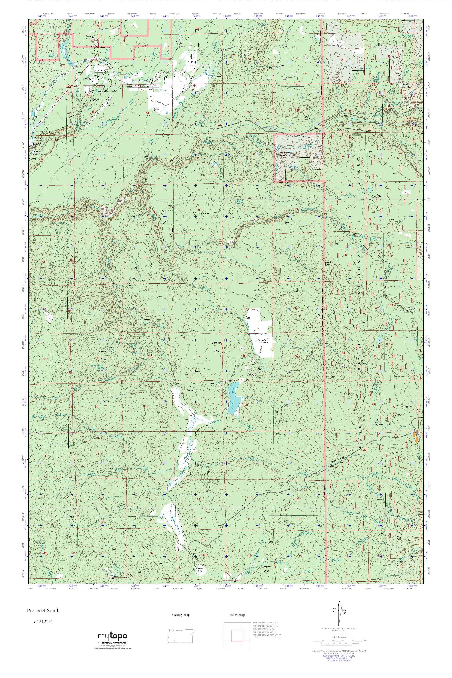 MyTopo Prospect South, Oregon USGS Quad Topo Map