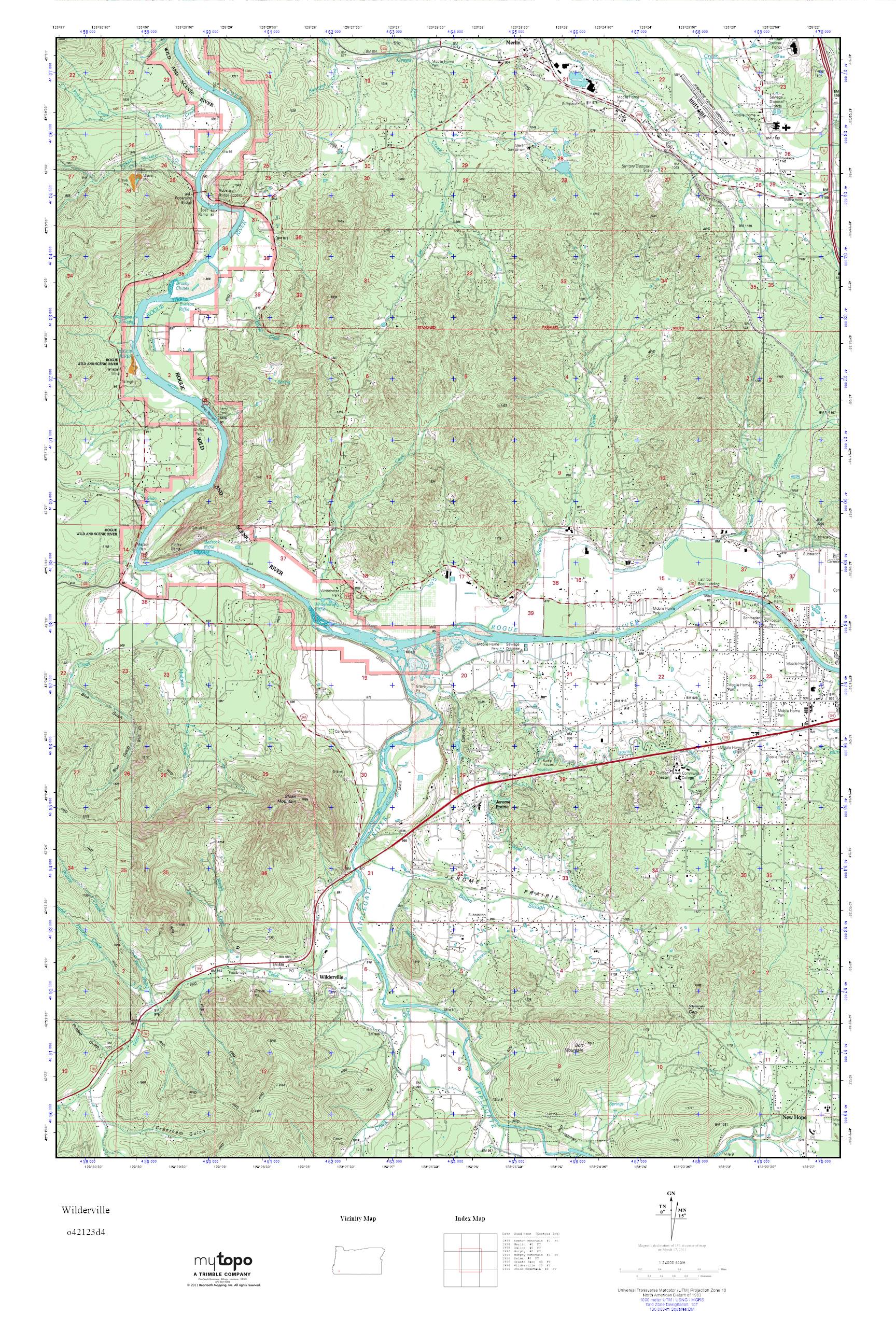 MyTopo Wilderville, Oregon USGS Quad Topo Map