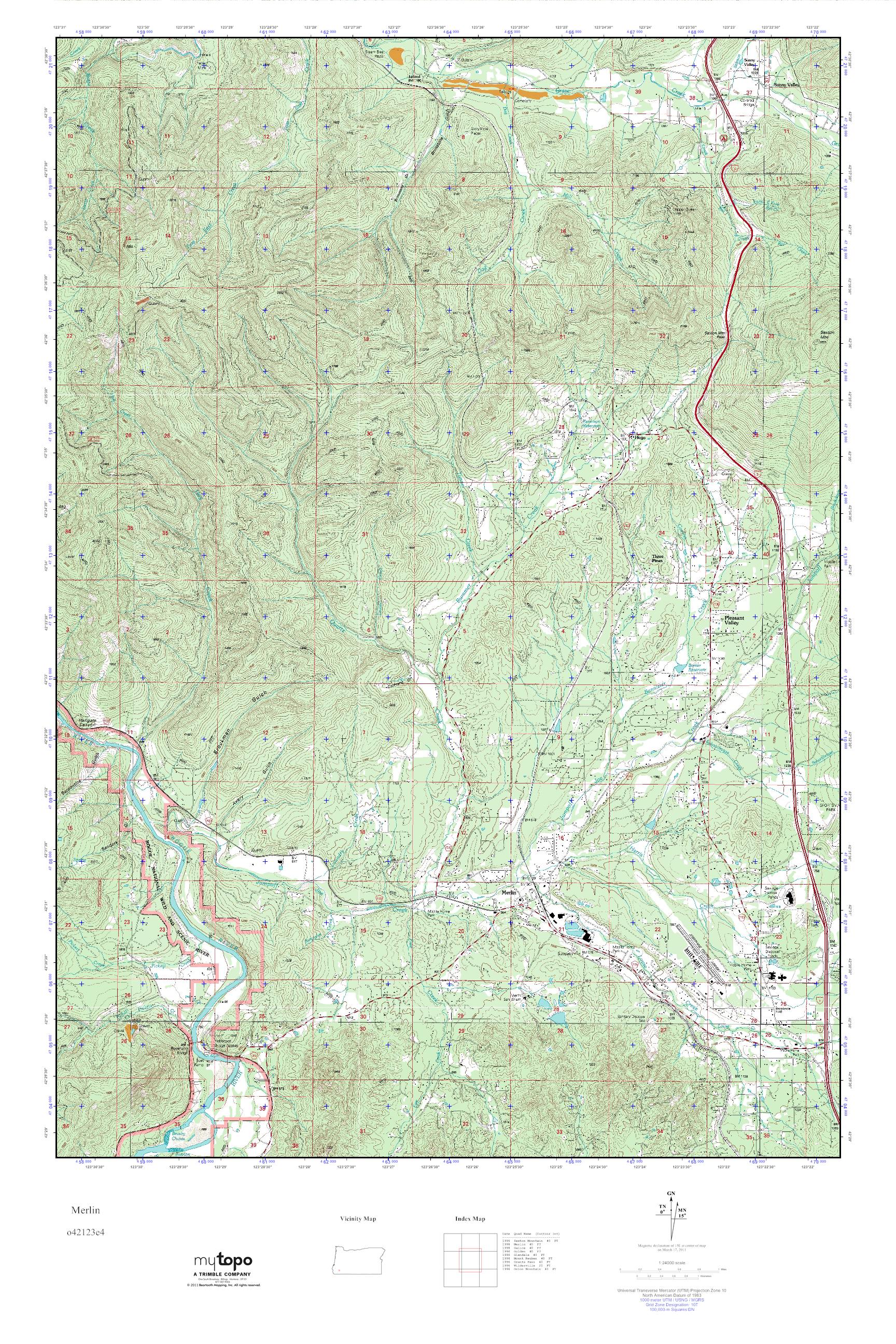MyTopo Merlin, Oregon USGS Quad Topo Map