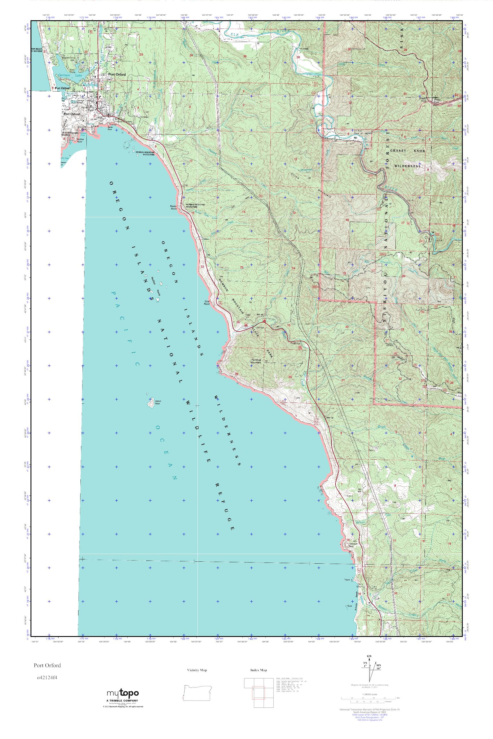 MyTopo Port Orford, Oregon USGS Quad Topo Map
