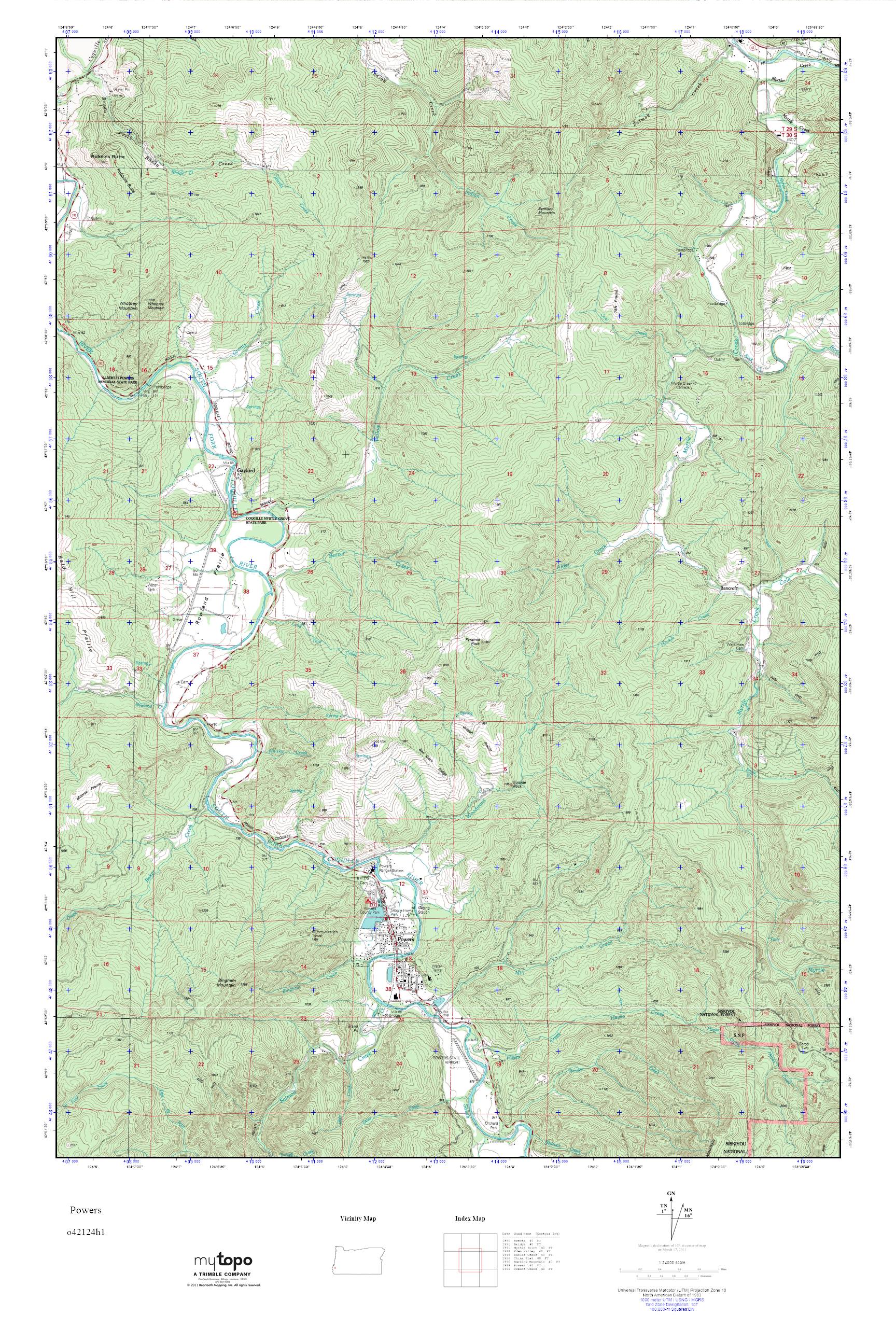 MyTopo Powers, Oregon USGS Quad Topo Map