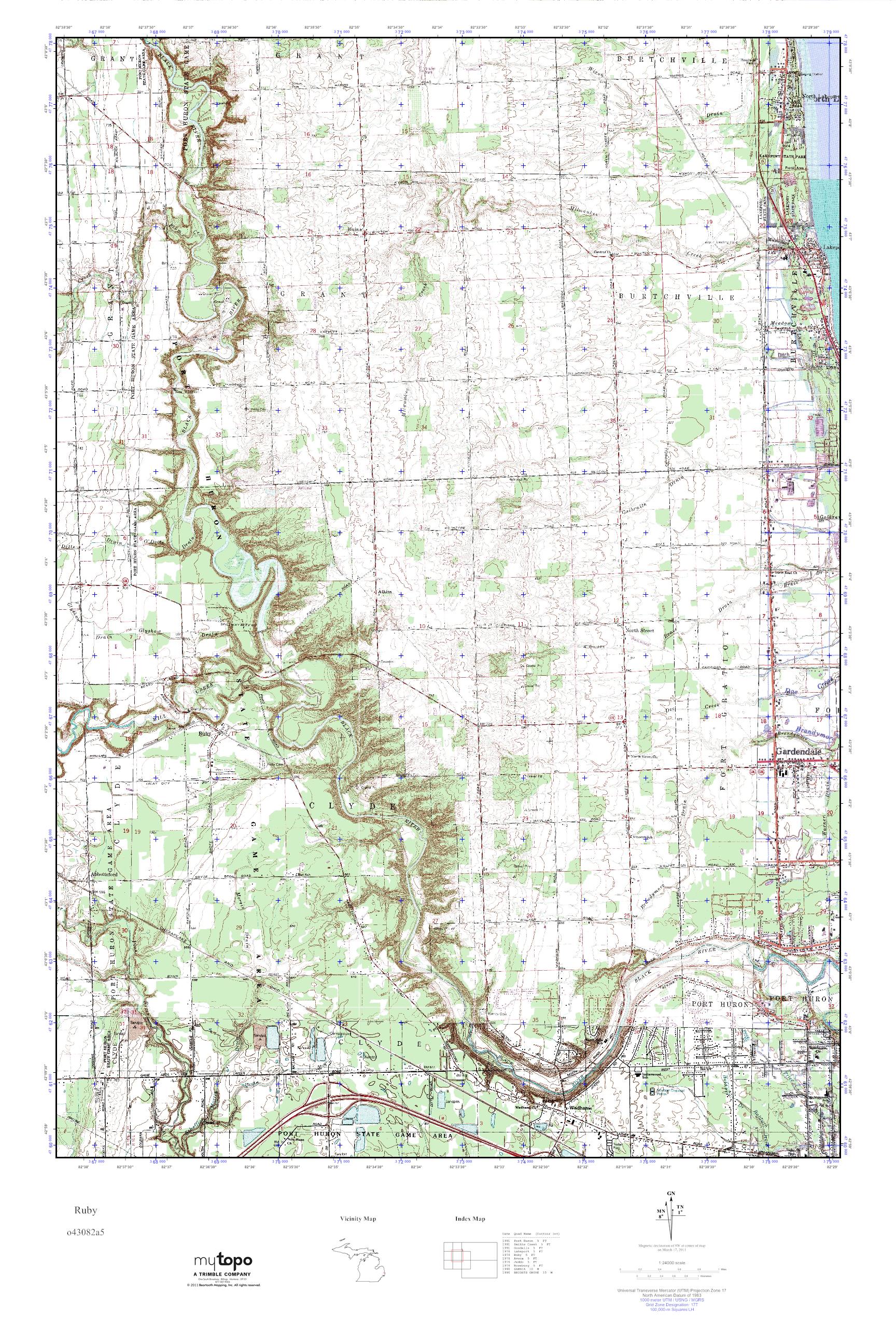 MyTopo Ruby, Michigan USGS Quad Topo Map