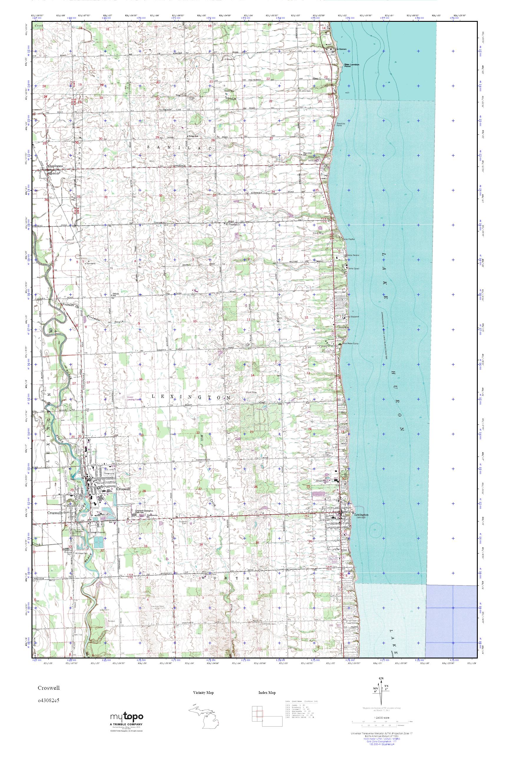 MyTopo Croswell, Michigan USGS Quad Topo Map
