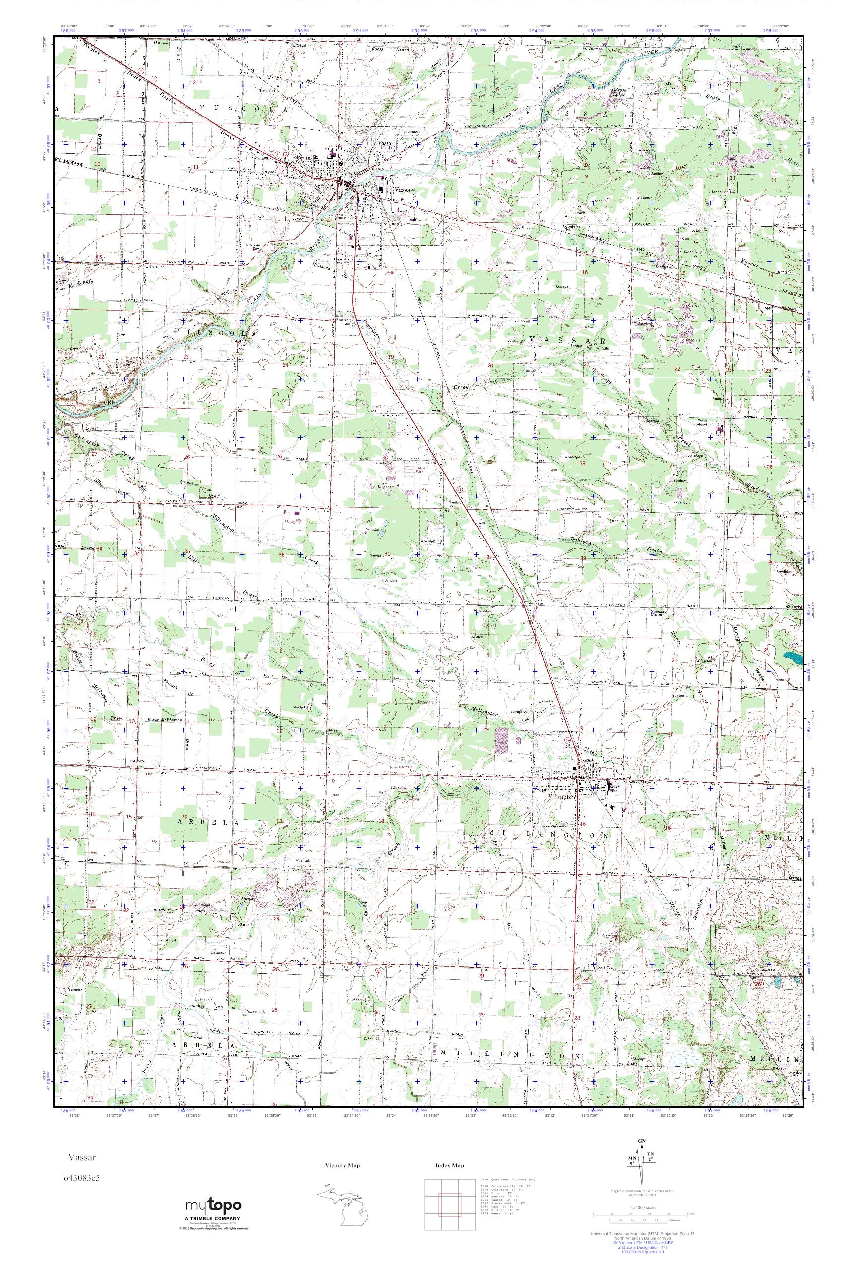 MyTopo Vassar, Michigan USGS Quad Topo Map