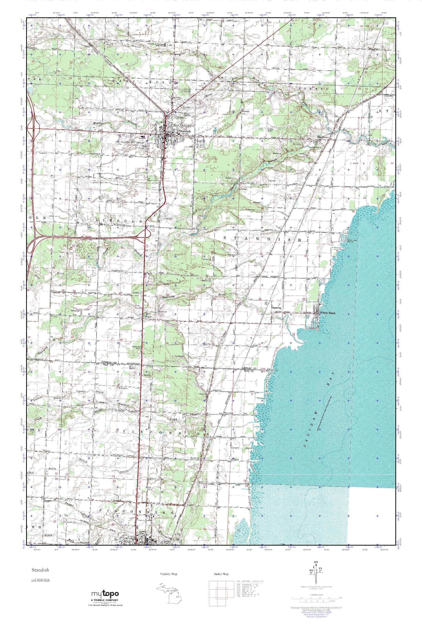 MyTopo Standish, Michigan USGS Quad Topo Map