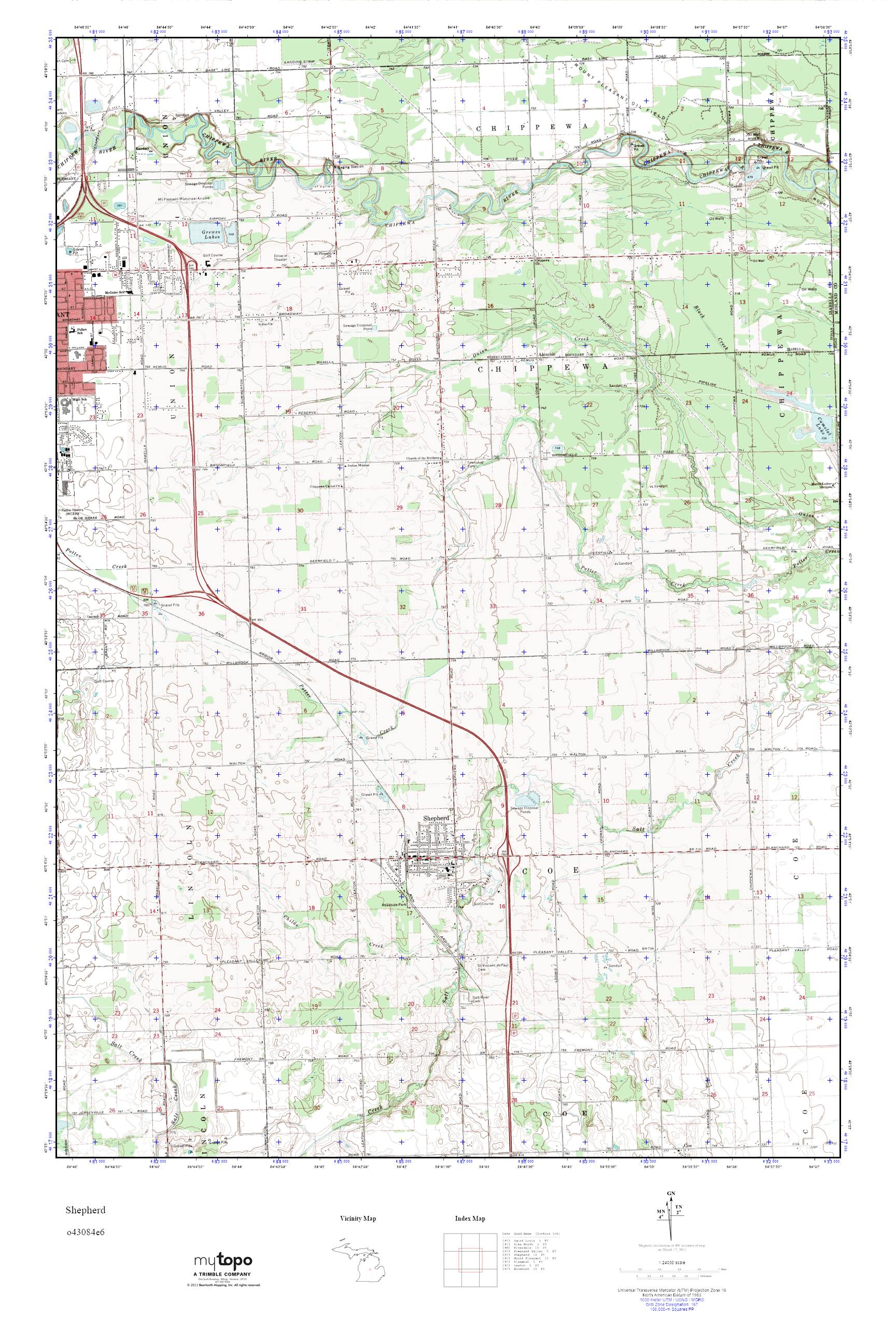 MyTopo Shepherd, Michigan USGS Quad Topo Map