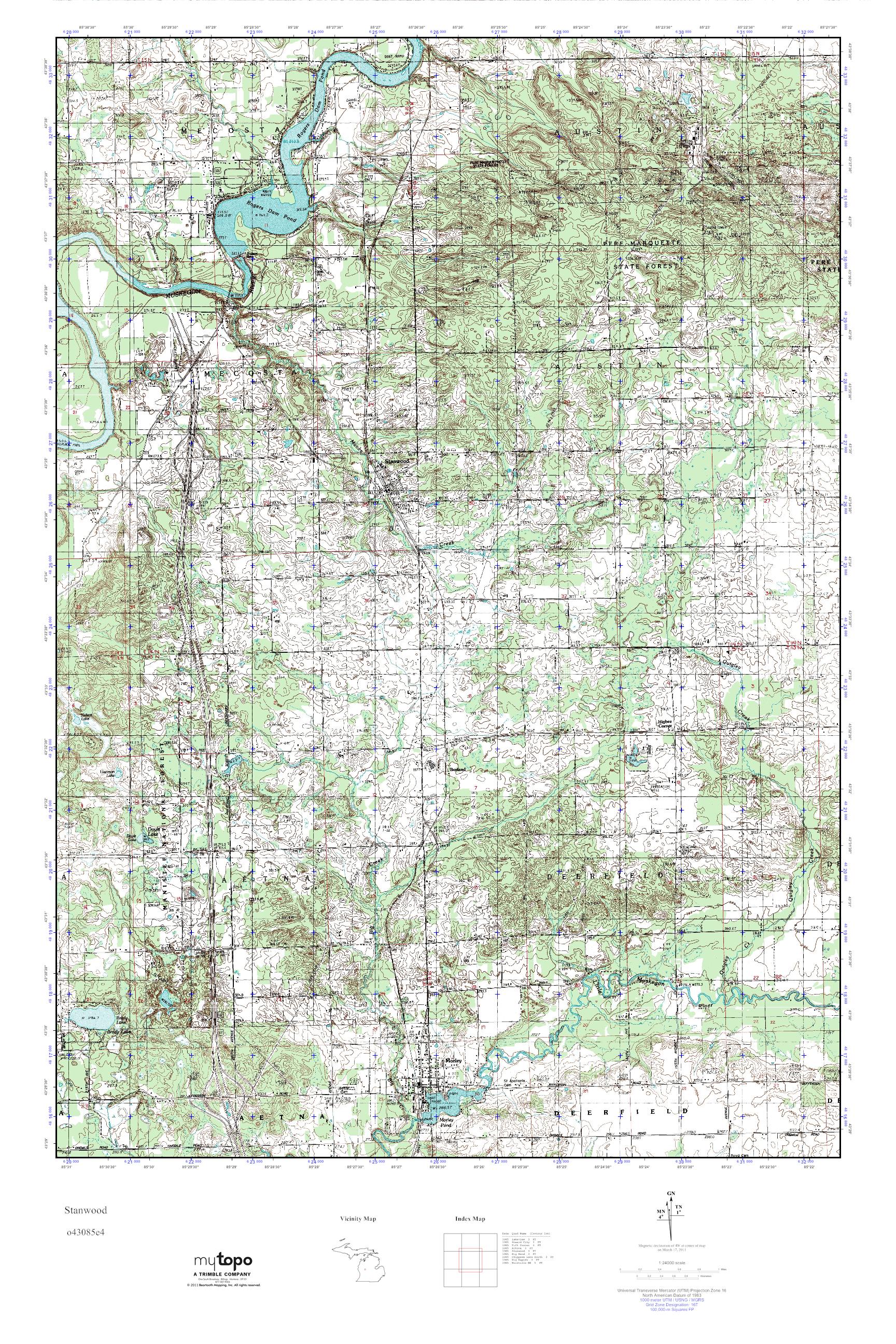 MyTopo Stanwood, Michigan USGS Quad Topo Map