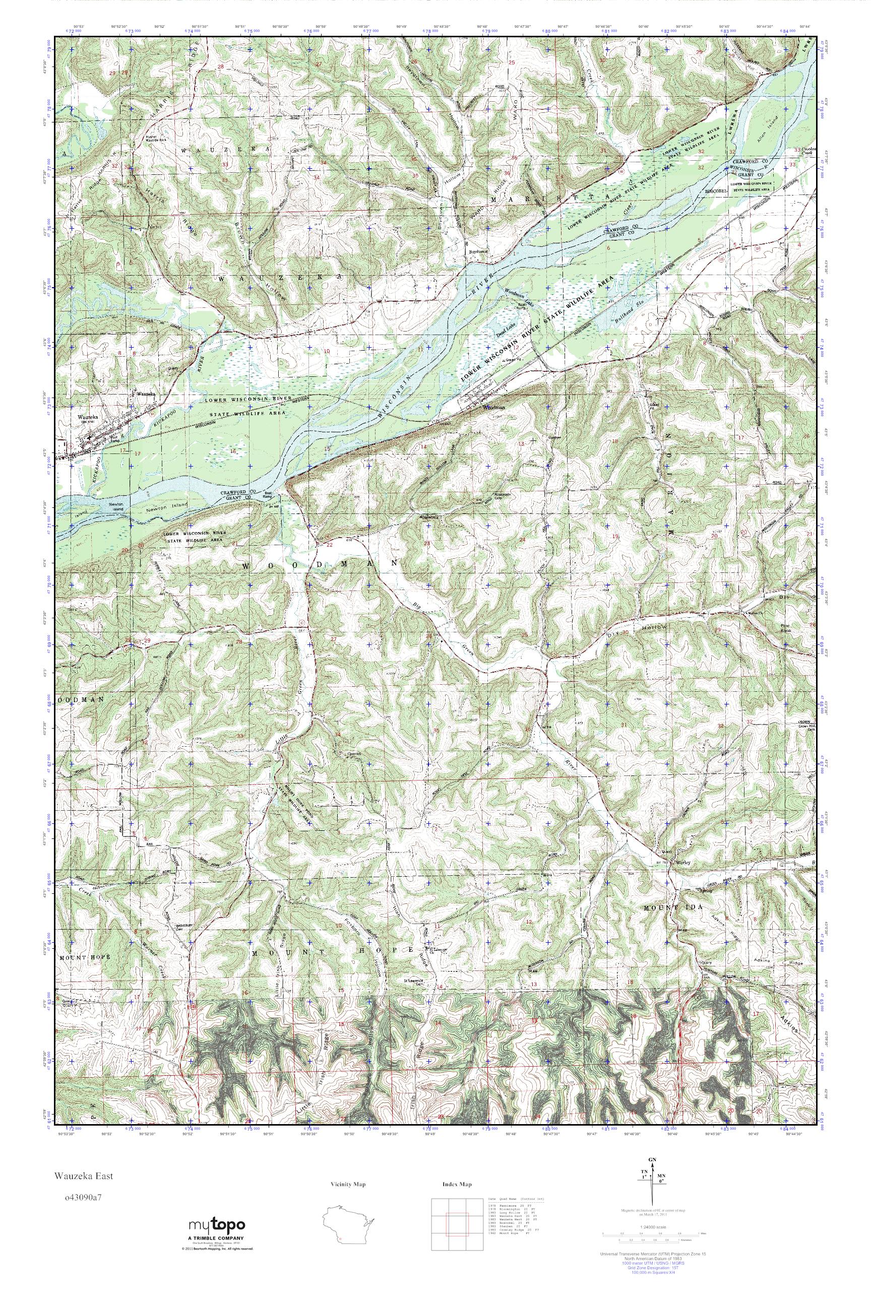 MyTopo Wauzeka East, Wisconsin USGS Quad Topo Map
