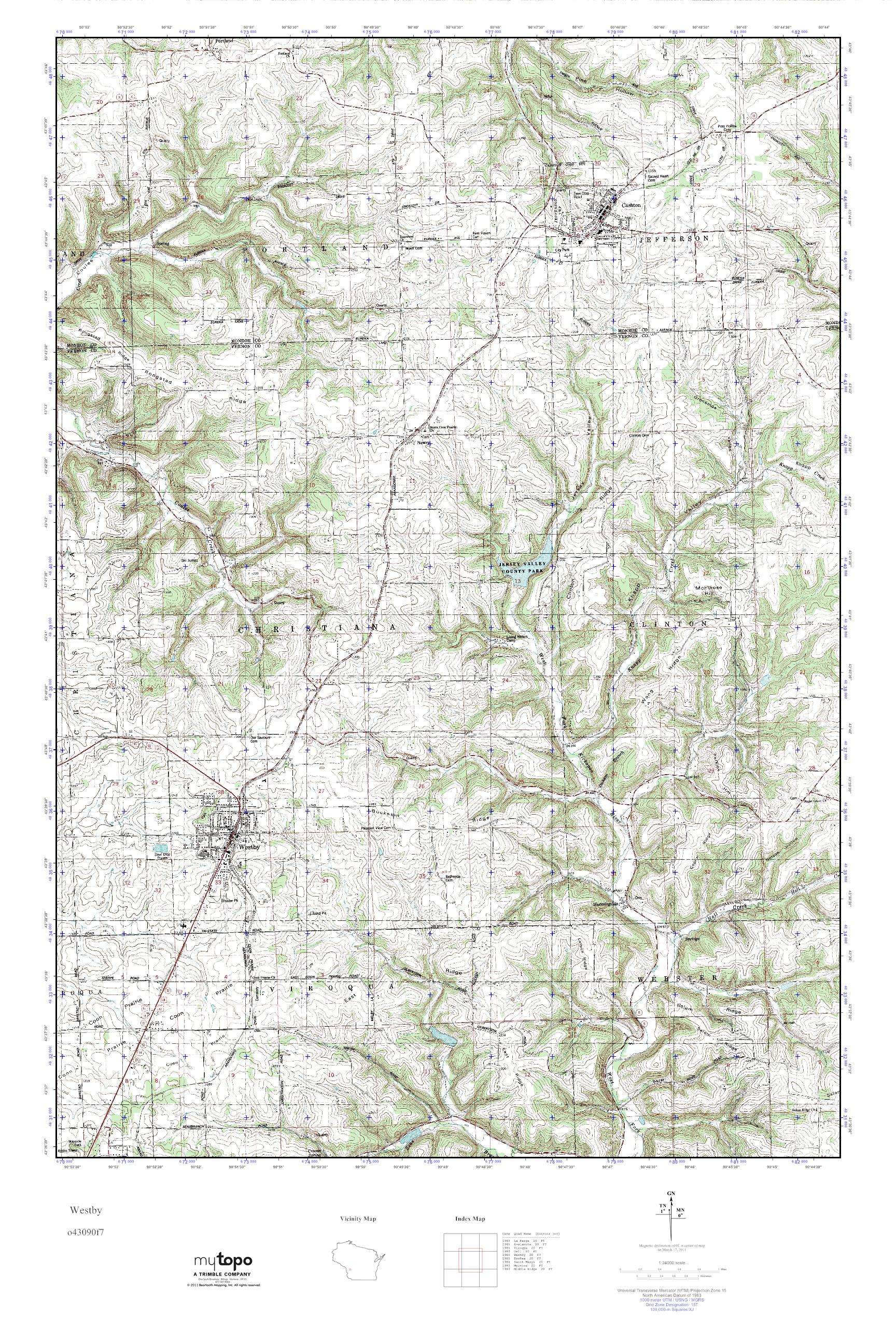 MyTopo Westby, Wisconsin USGS Quad Topo Map