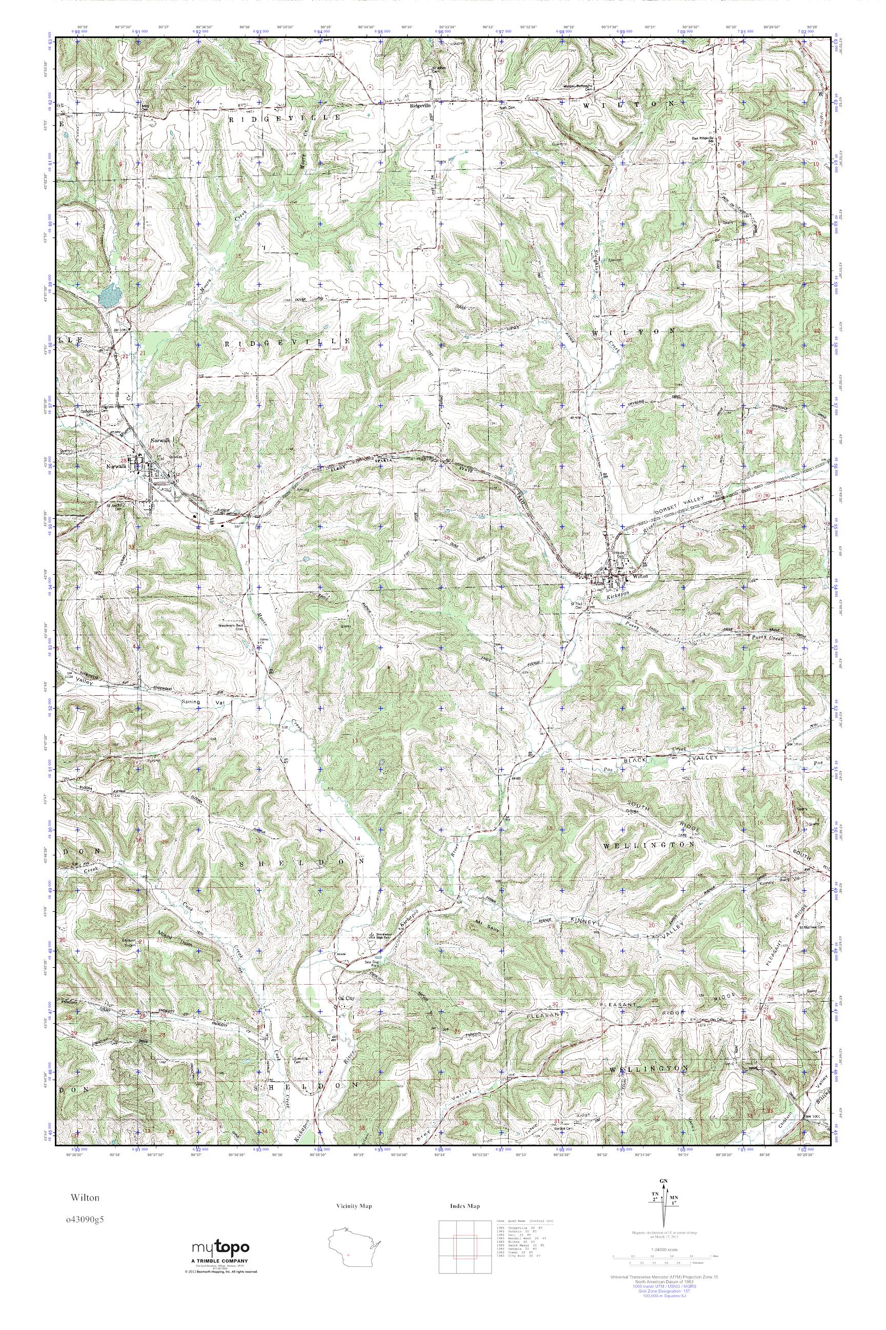 MyTopo Wilton, Wisconsin USGS Quad Topo Map