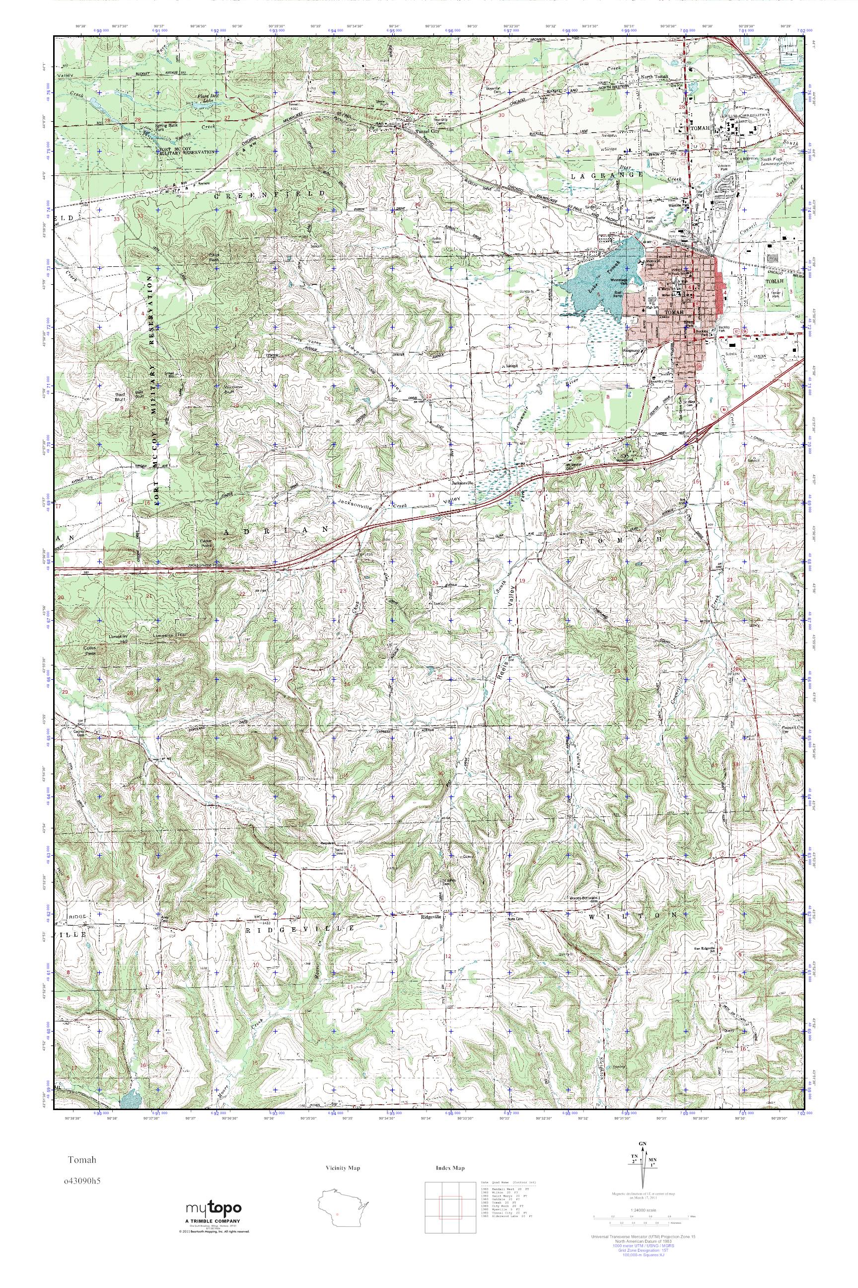 MyTopo Tomah, Wisconsin USGS Quad Topo Map
