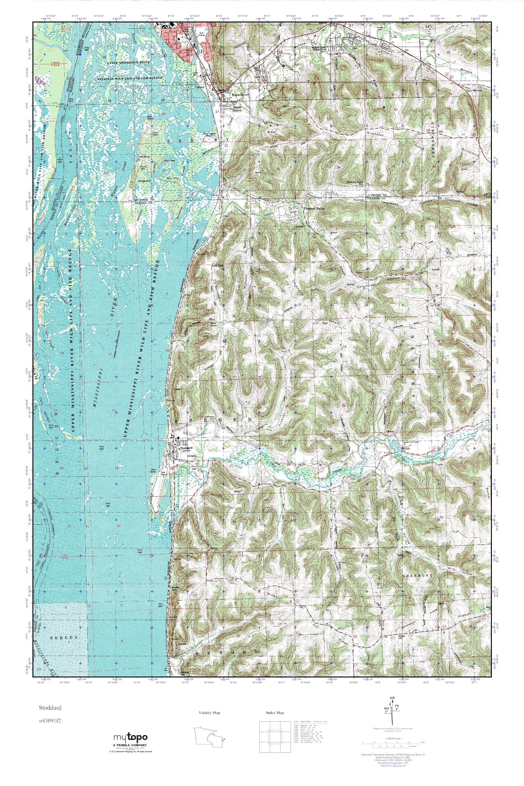MyTopo Stoddard, Wisconsin USGS Quad Topo Map