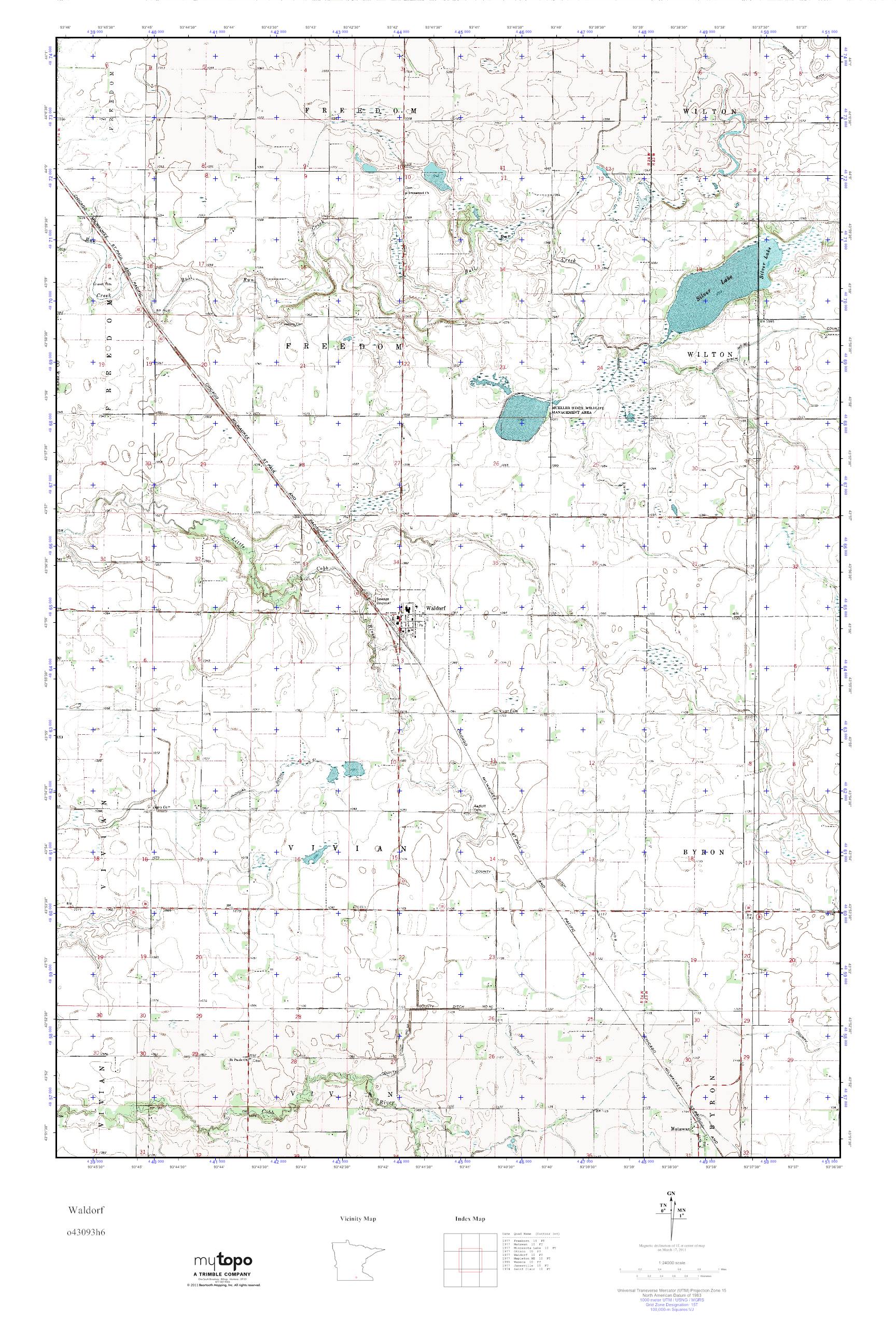 MyTopo Waldorf, Minnesota USGS Quad Topo Map