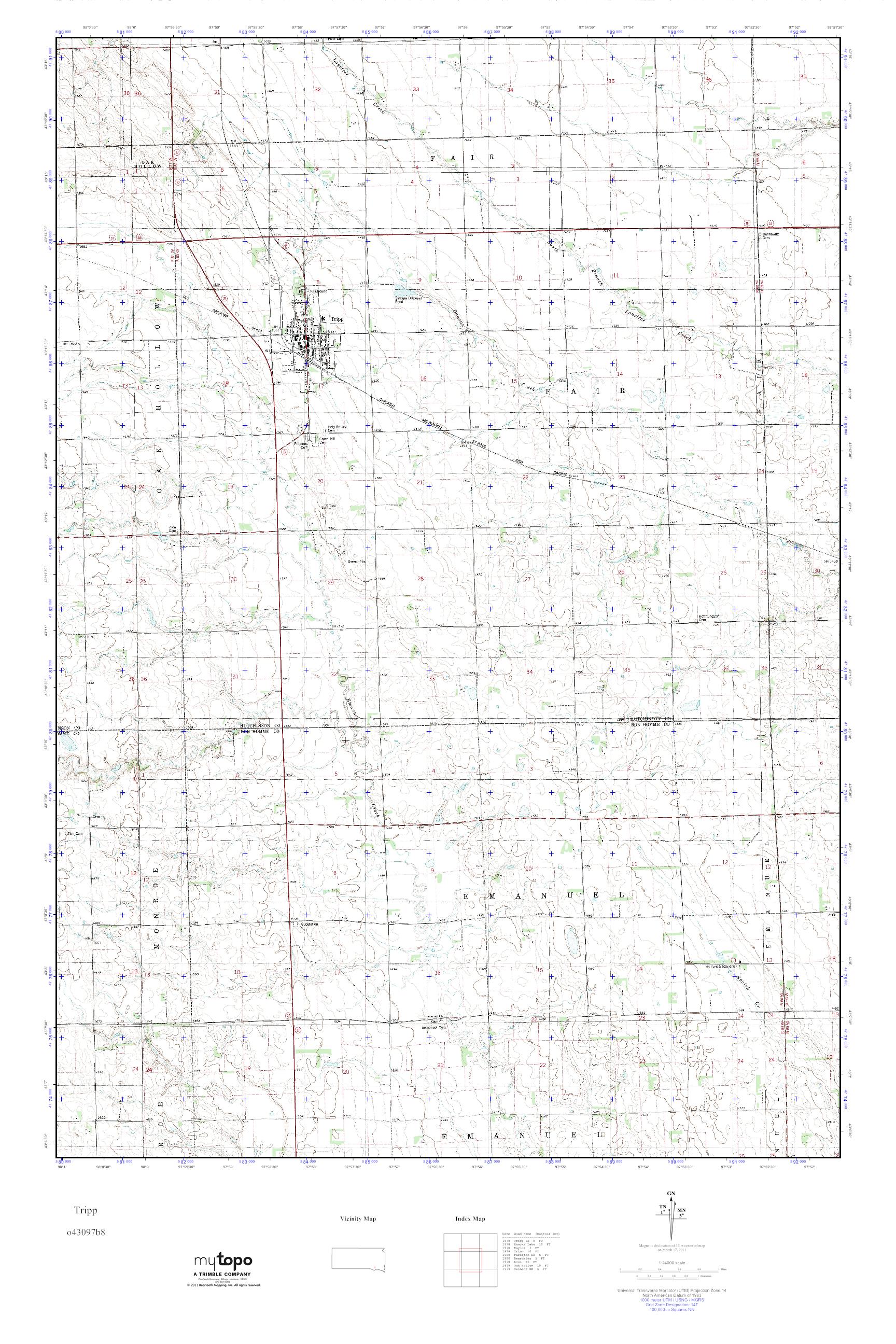 MyTopo Tripp, South Dakota USGS Quad Topo Map