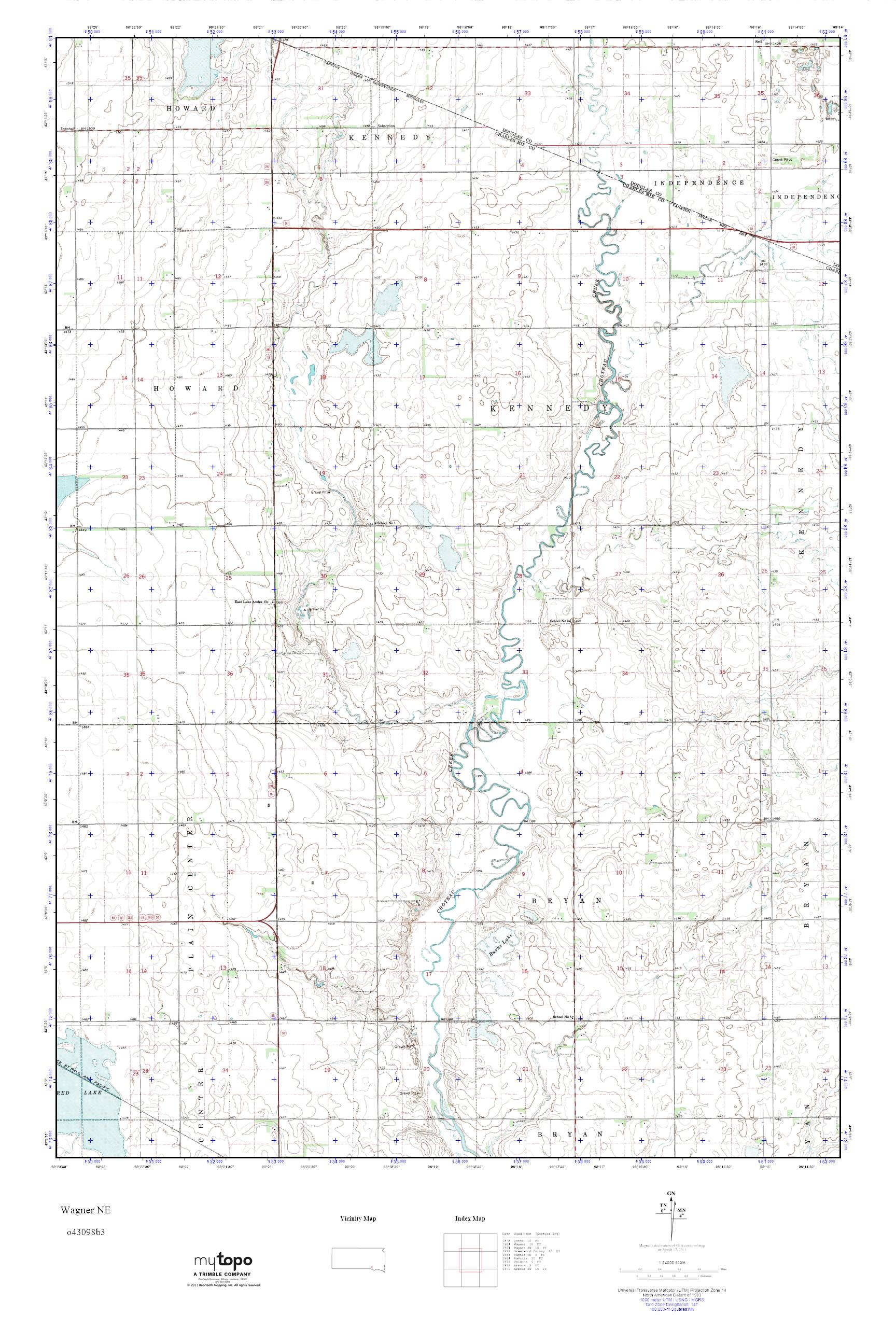 MyTopo Wagner NE, South Dakota USGS Quad Topo Map