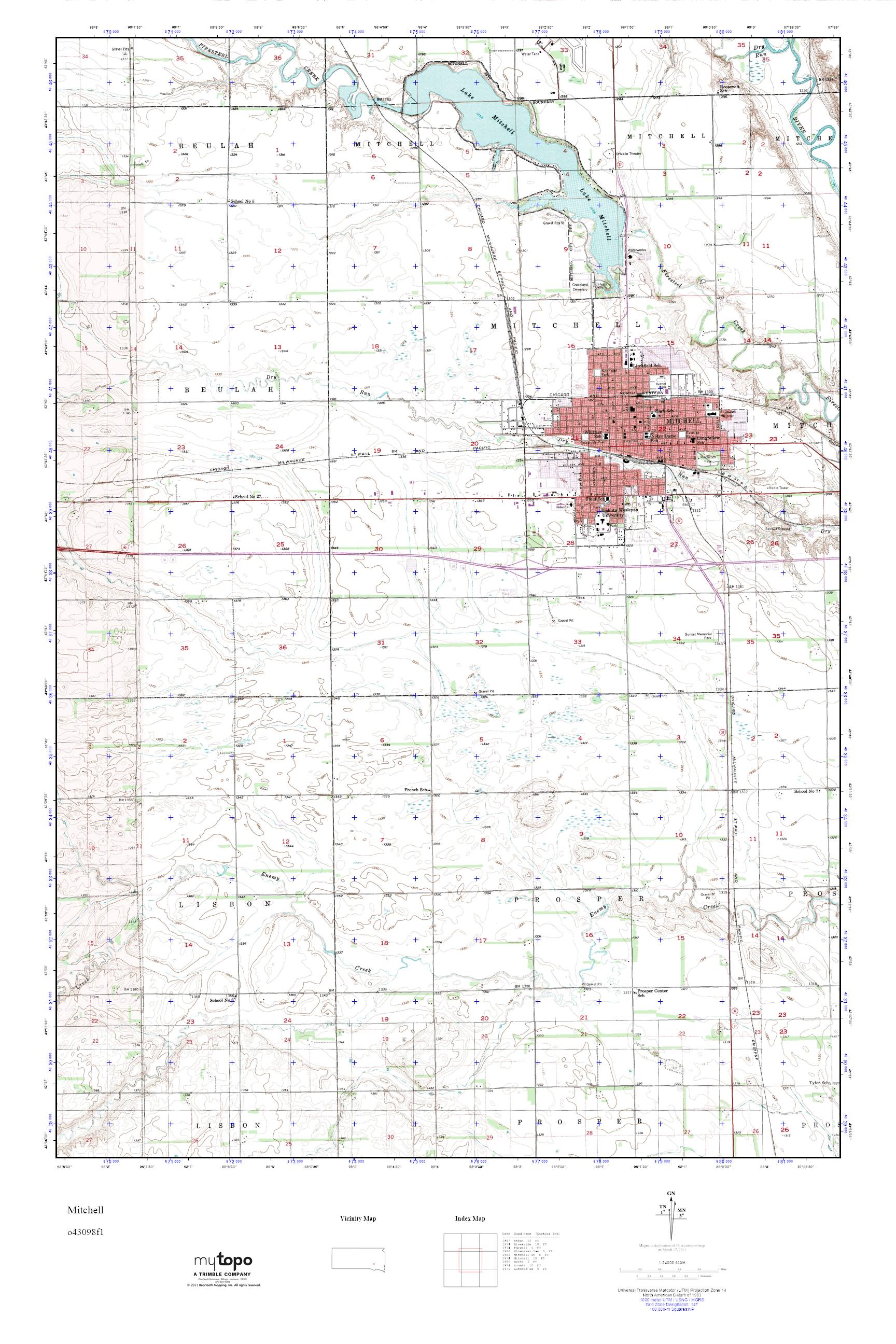 MyTopo Mitchell, South Dakota USGS Quad Topo Map