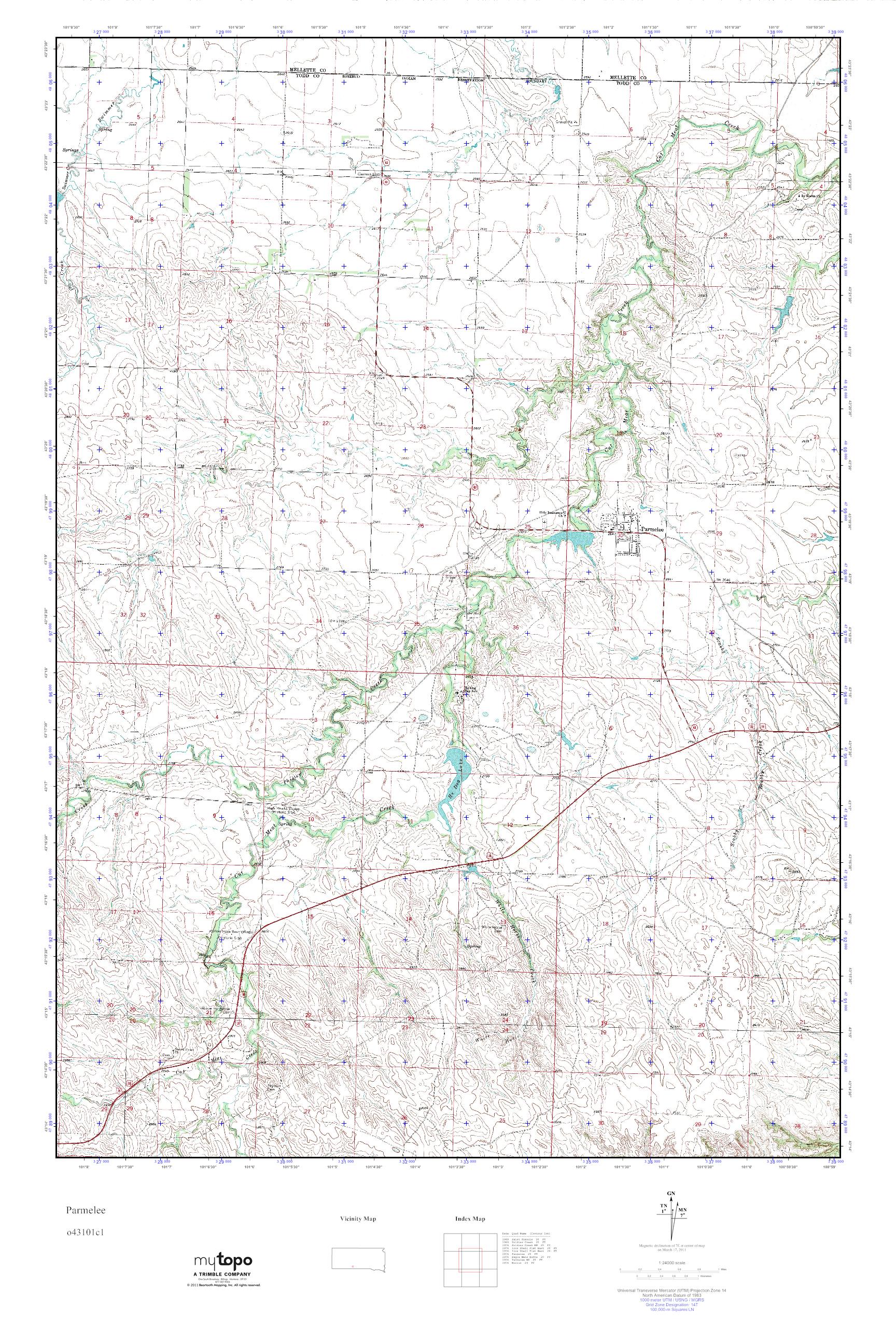 MyTopo Parmelee, South Dakota USGS Quad Topo Map