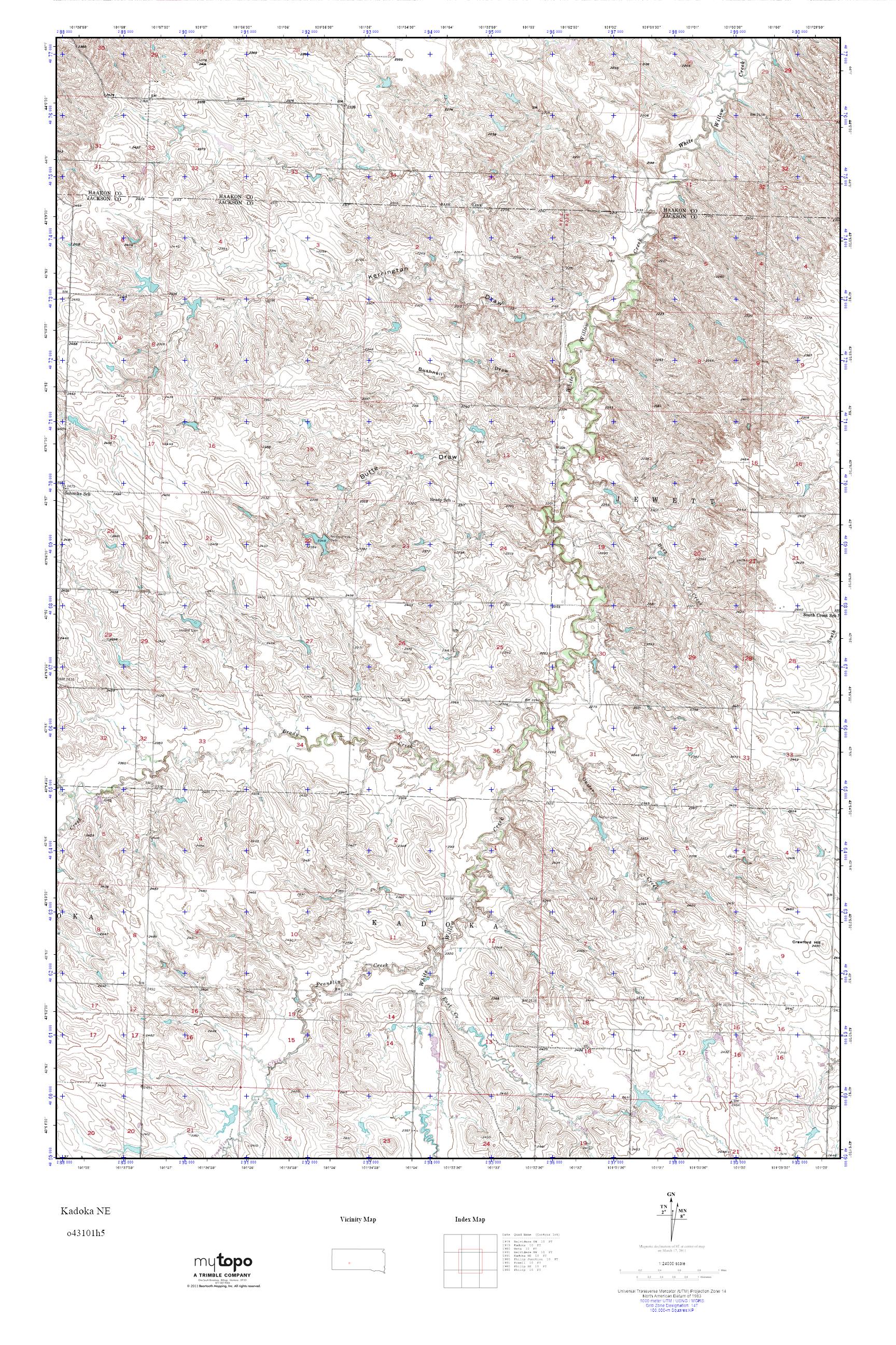 MyTopo Kadoka NE, South Dakota USGS Quad Topo Map