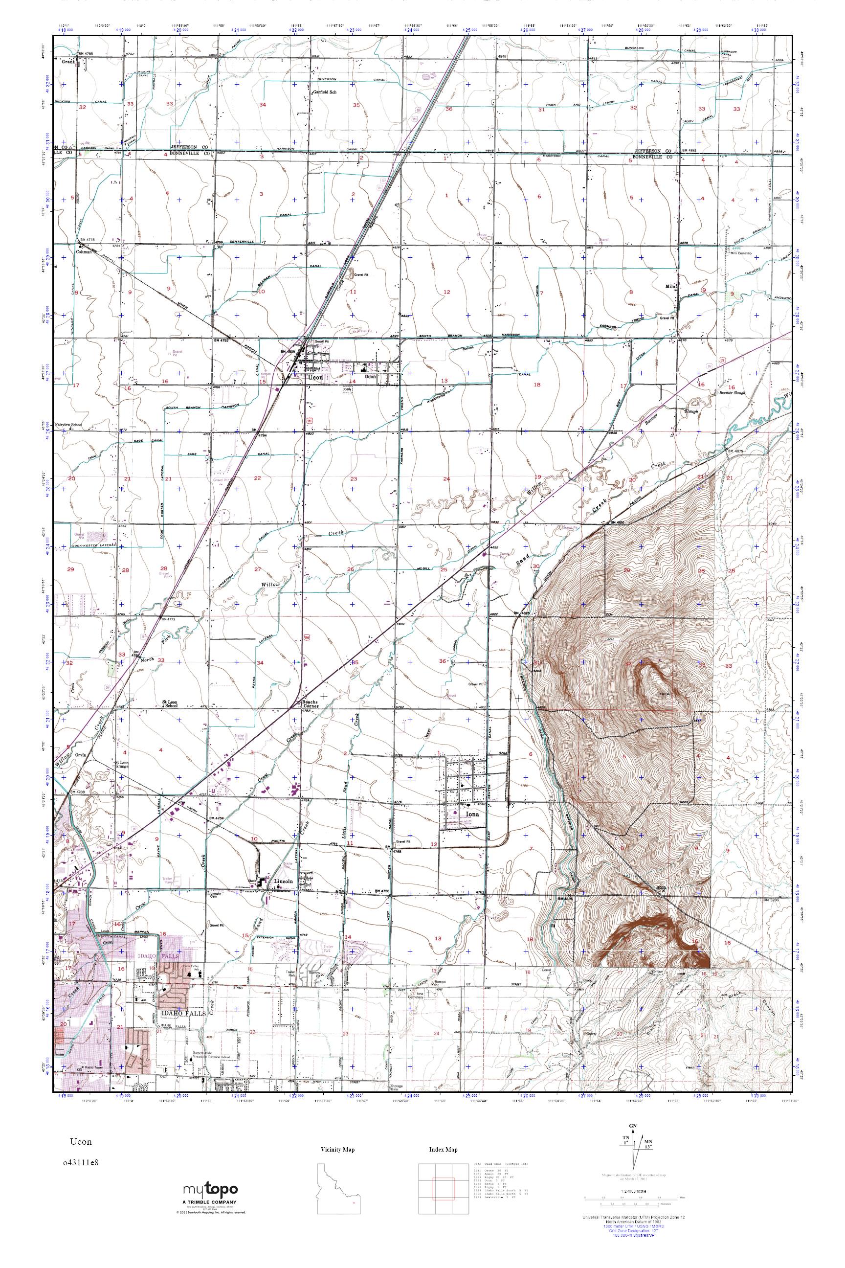 MyTopo Ucon, Idaho USGS Quad Topo Map